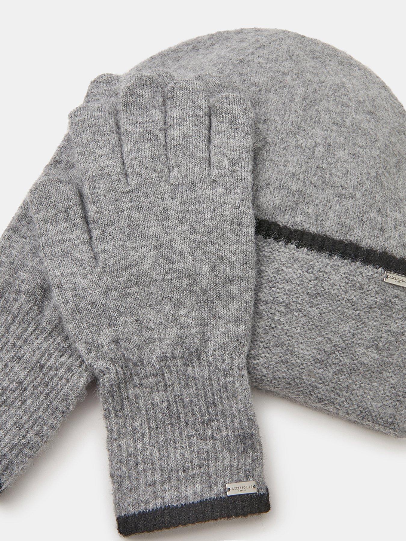  image of accessorize-knit-beanie-hat-amp-gloves-set-grey