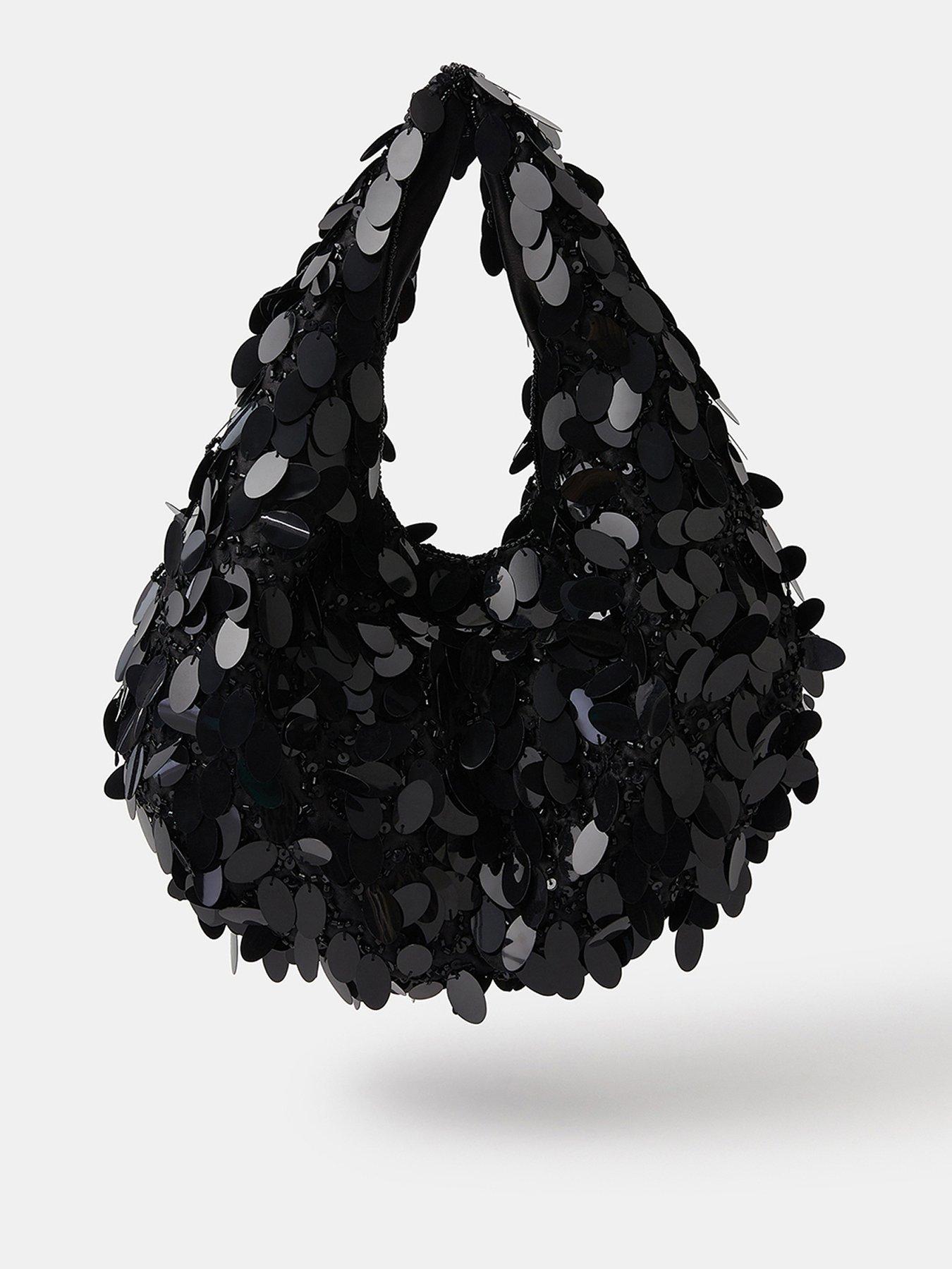 Image 1 of 4 of Accessorize Sequin Fringe Bag - Black