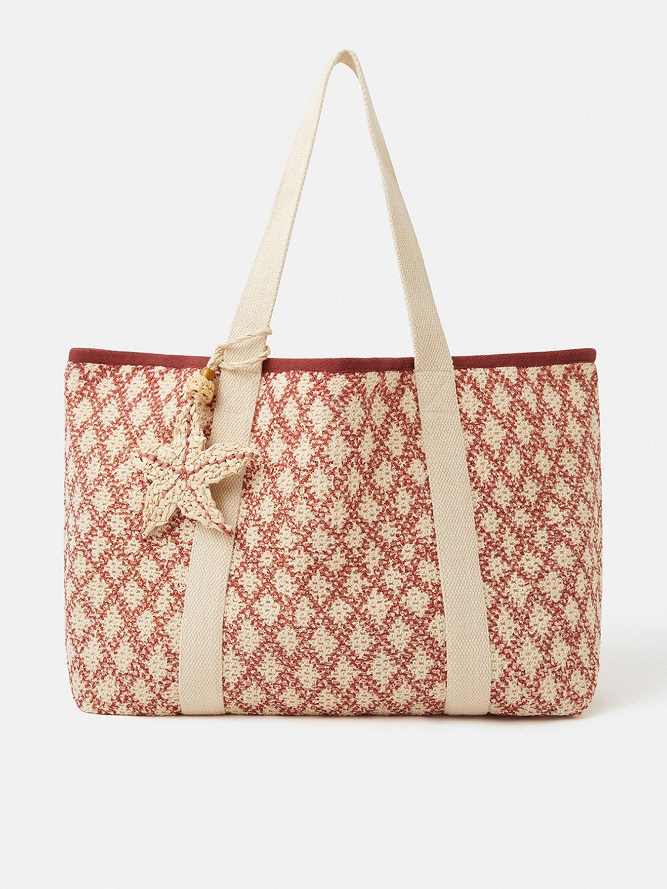 Accessorize Diamond Crochet Shopper Bag - Red