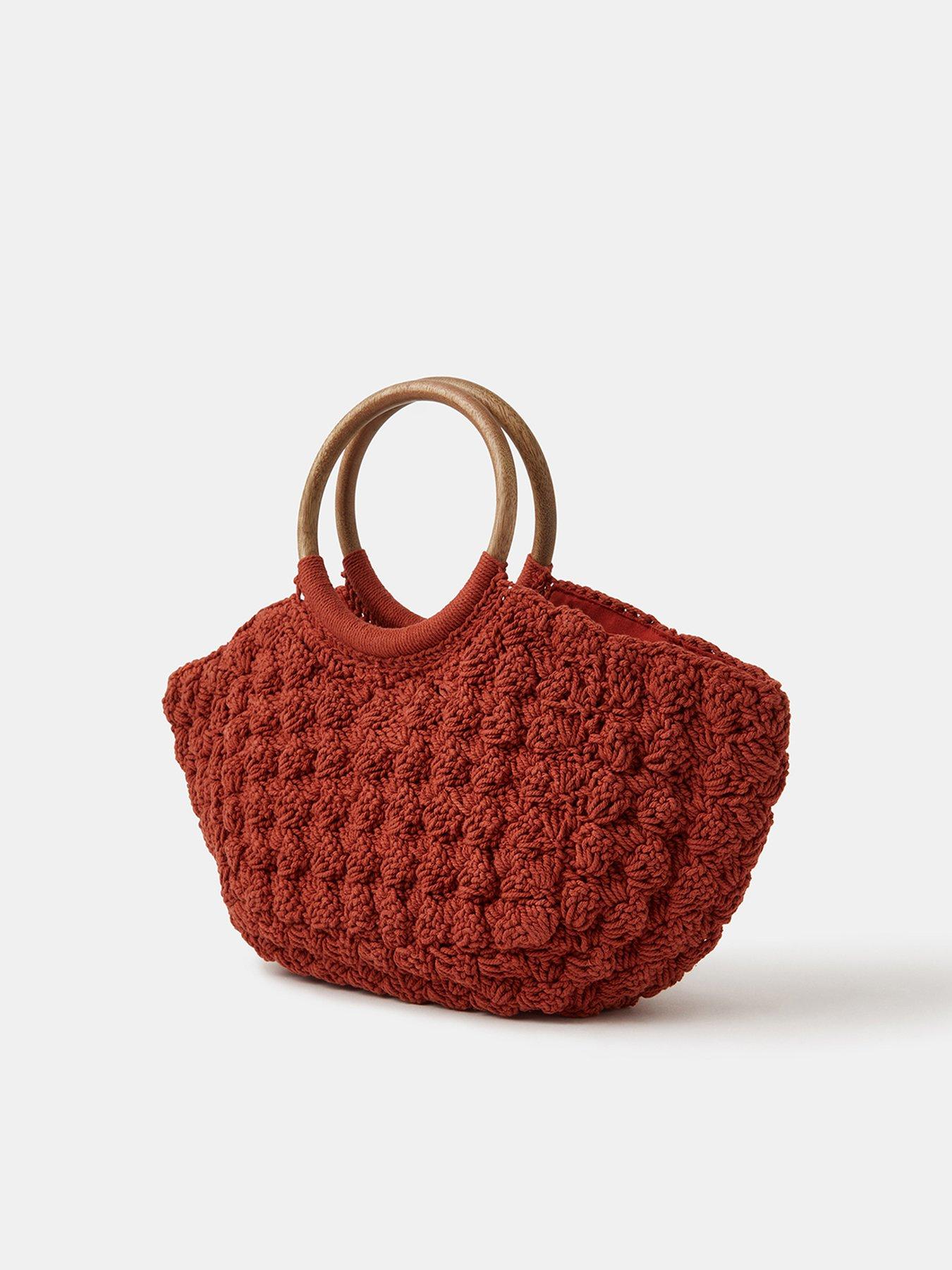 Image 3 of 5 of Accessorize Wooden Macrame Handheld - Orange