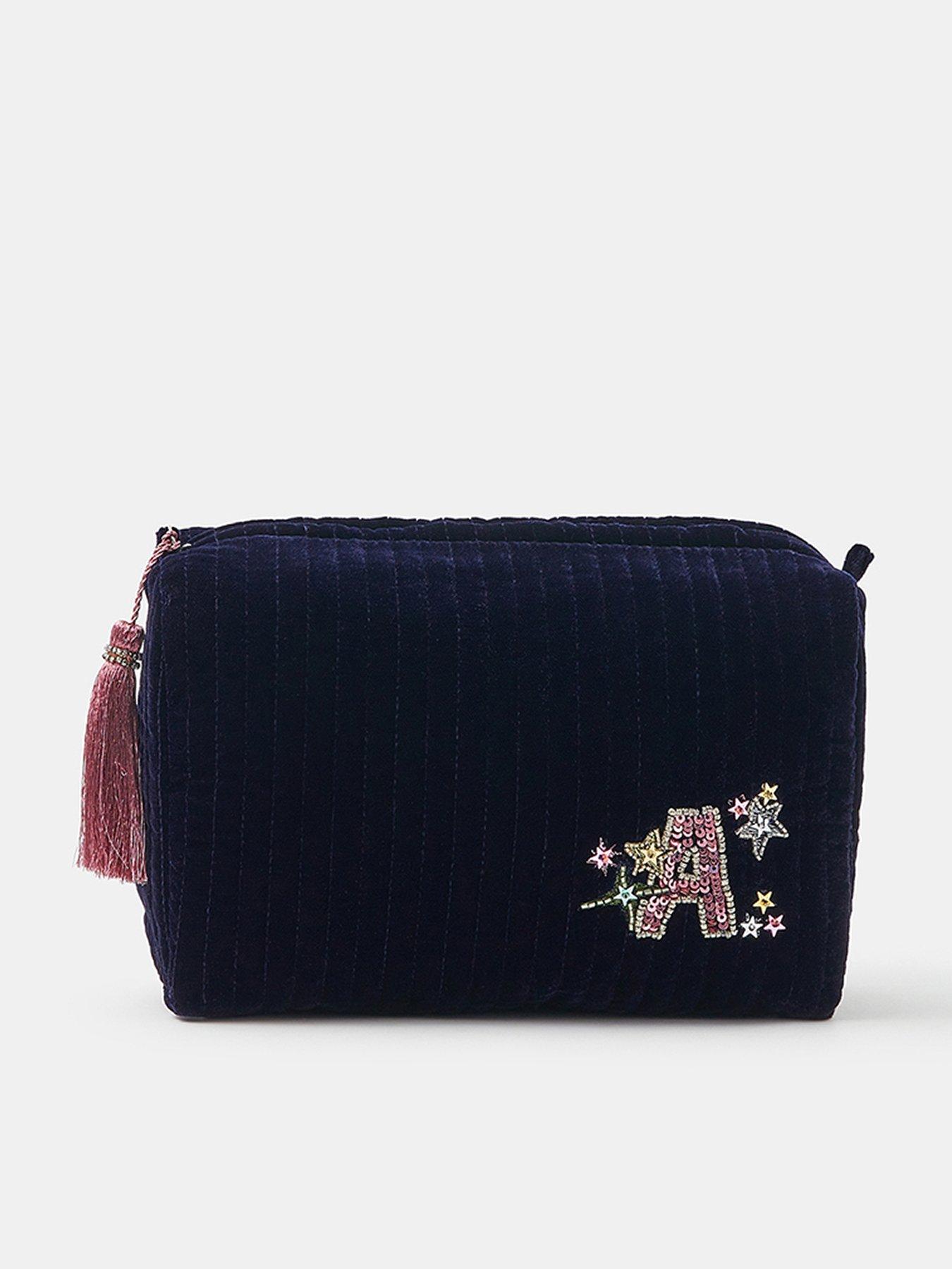 Accessorize Large Initial Xmas Make Up Bag - Blue