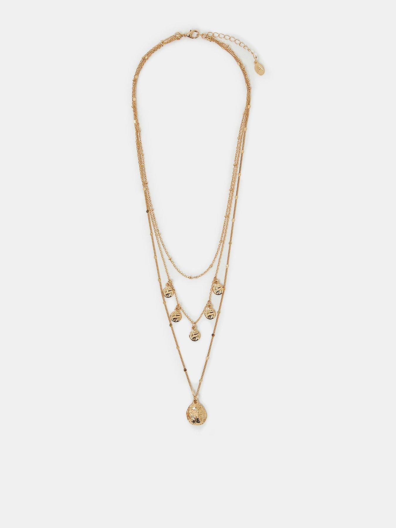 Accessorize Triple Layered Disc Necklace - Gold