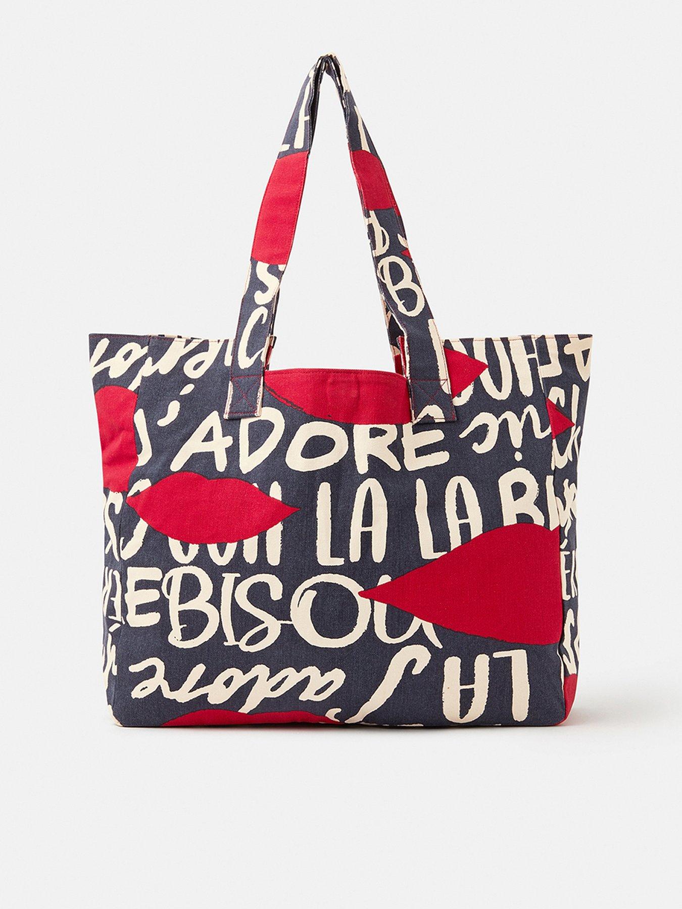 Image 1 of 5 of Accessorize Bisou Lips Shopper Bag - Blue