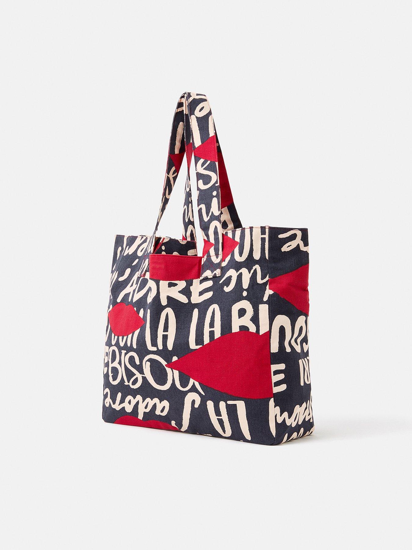 Image 3 of 5 of Accessorize Bisou Lips Shopper Bag - Blue