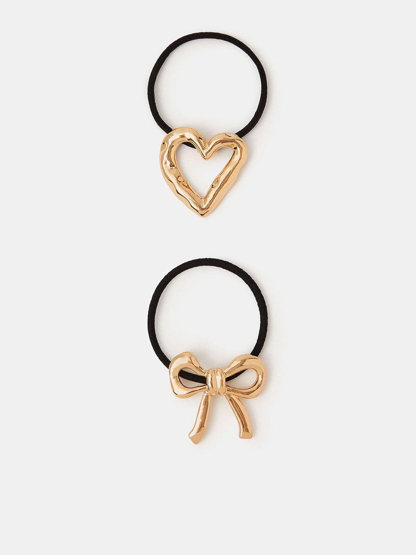 Accessorize Heart Bow Bobble - Gold