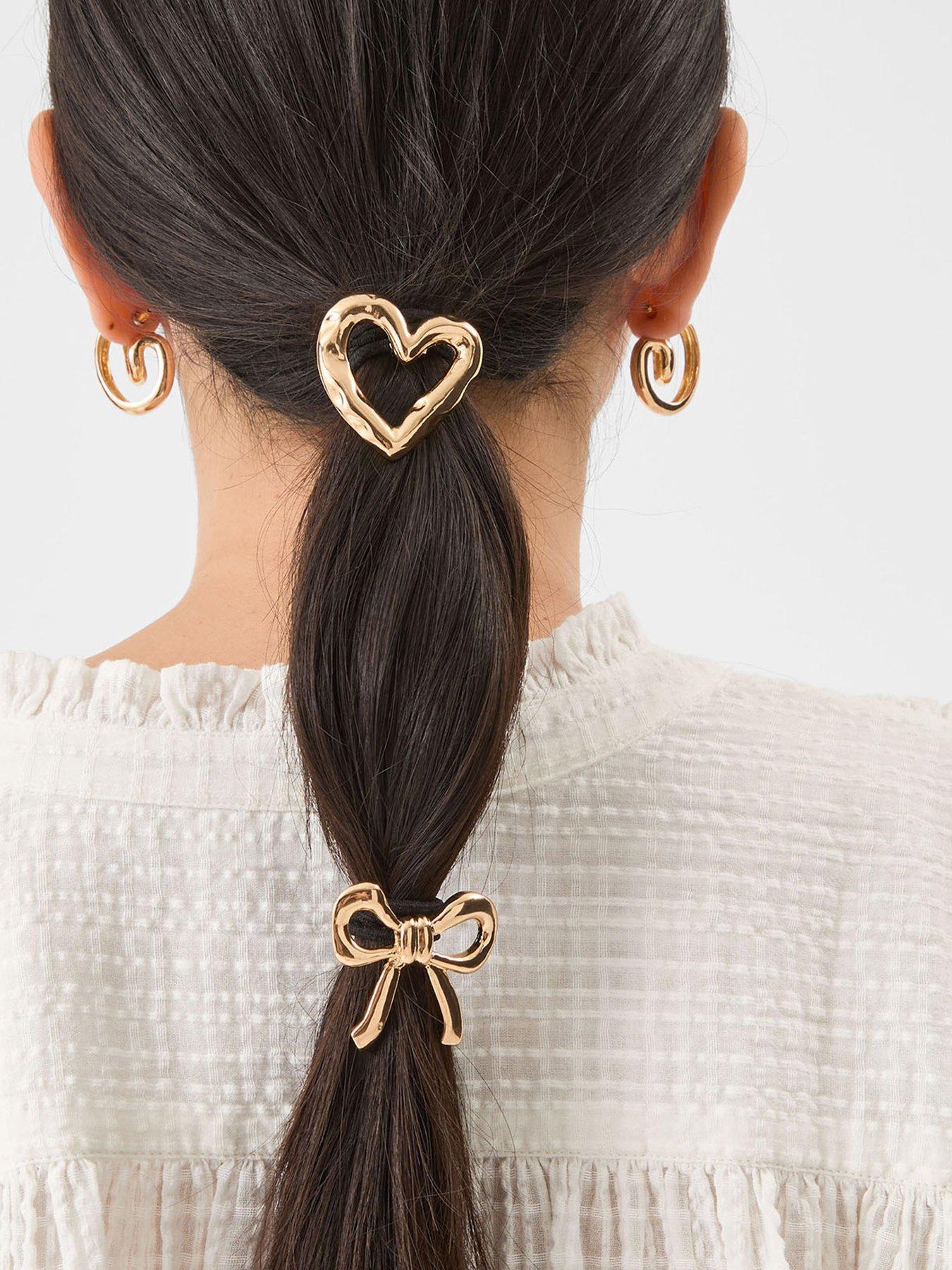 Image 2 of 3 of Accessorize Heart Bow Bobble - Gold