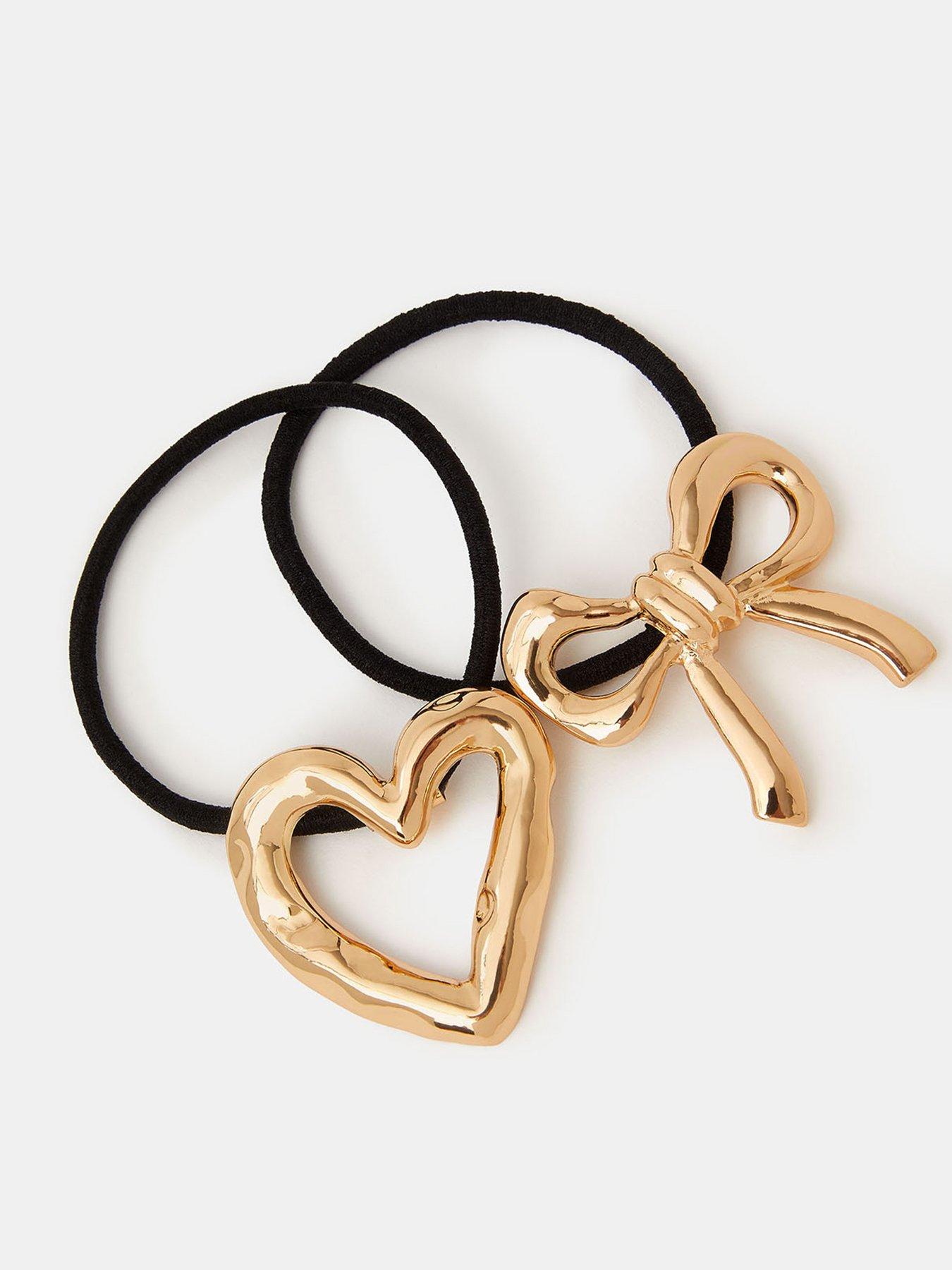 Image 3 of 3 of Accessorize Heart Bow Bobble - Gold