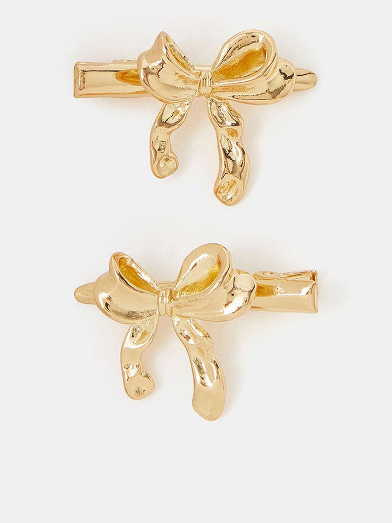 Accessorize 2 X Bow Clips - Gold