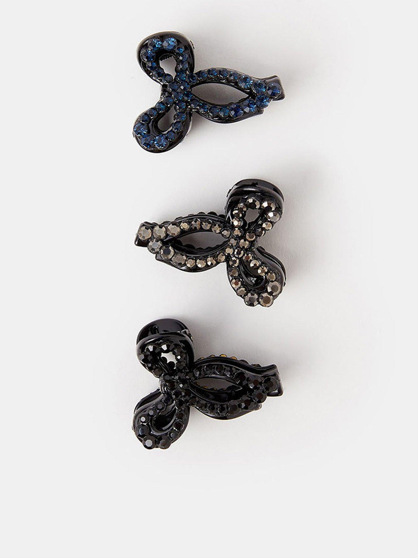 Image 1 of 2 of Accessorize 3 X Gem Mini Bow Claw Clip - Multi