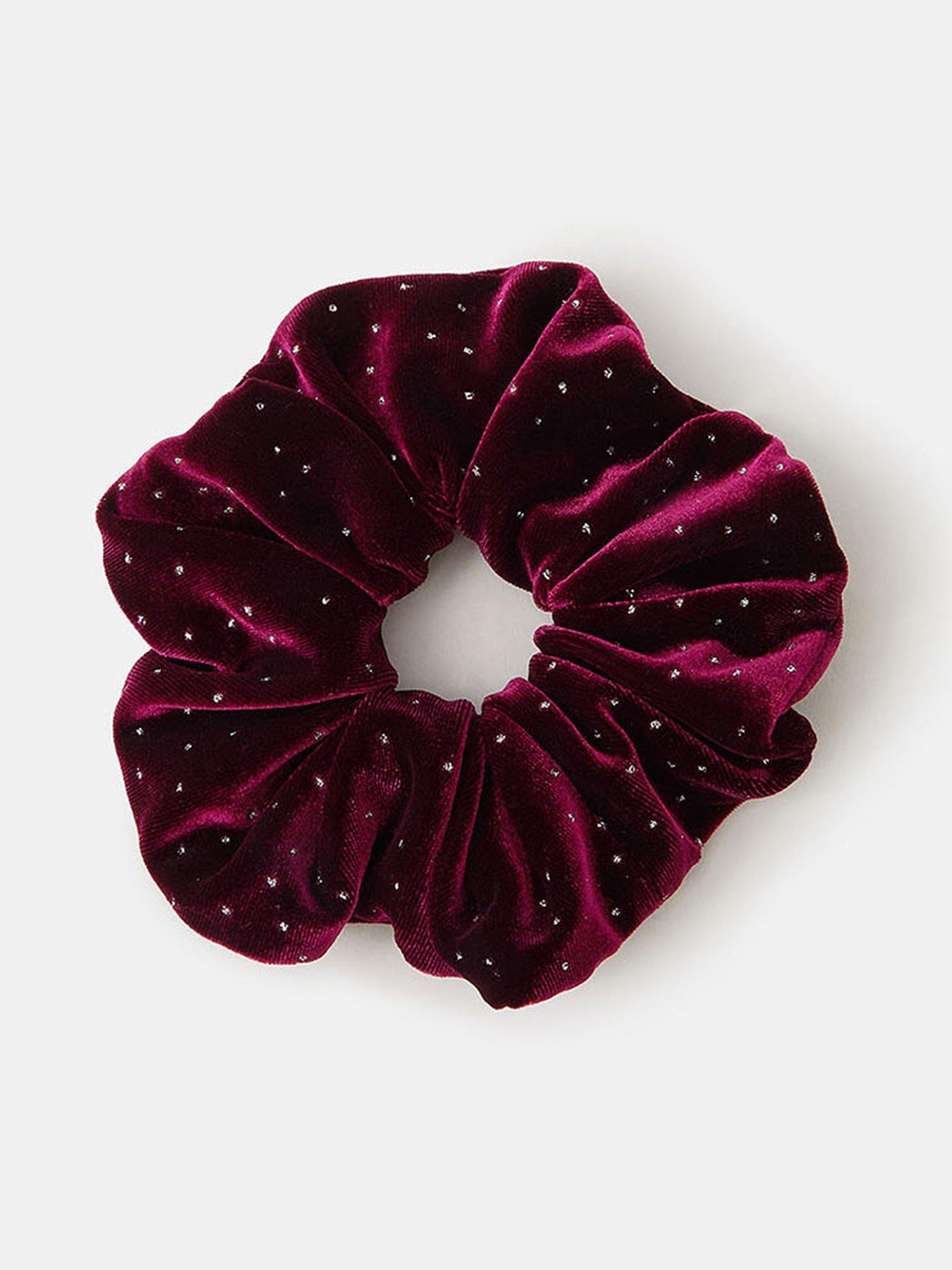 Accessorize Sparkle Velvet Scrunchie - Red