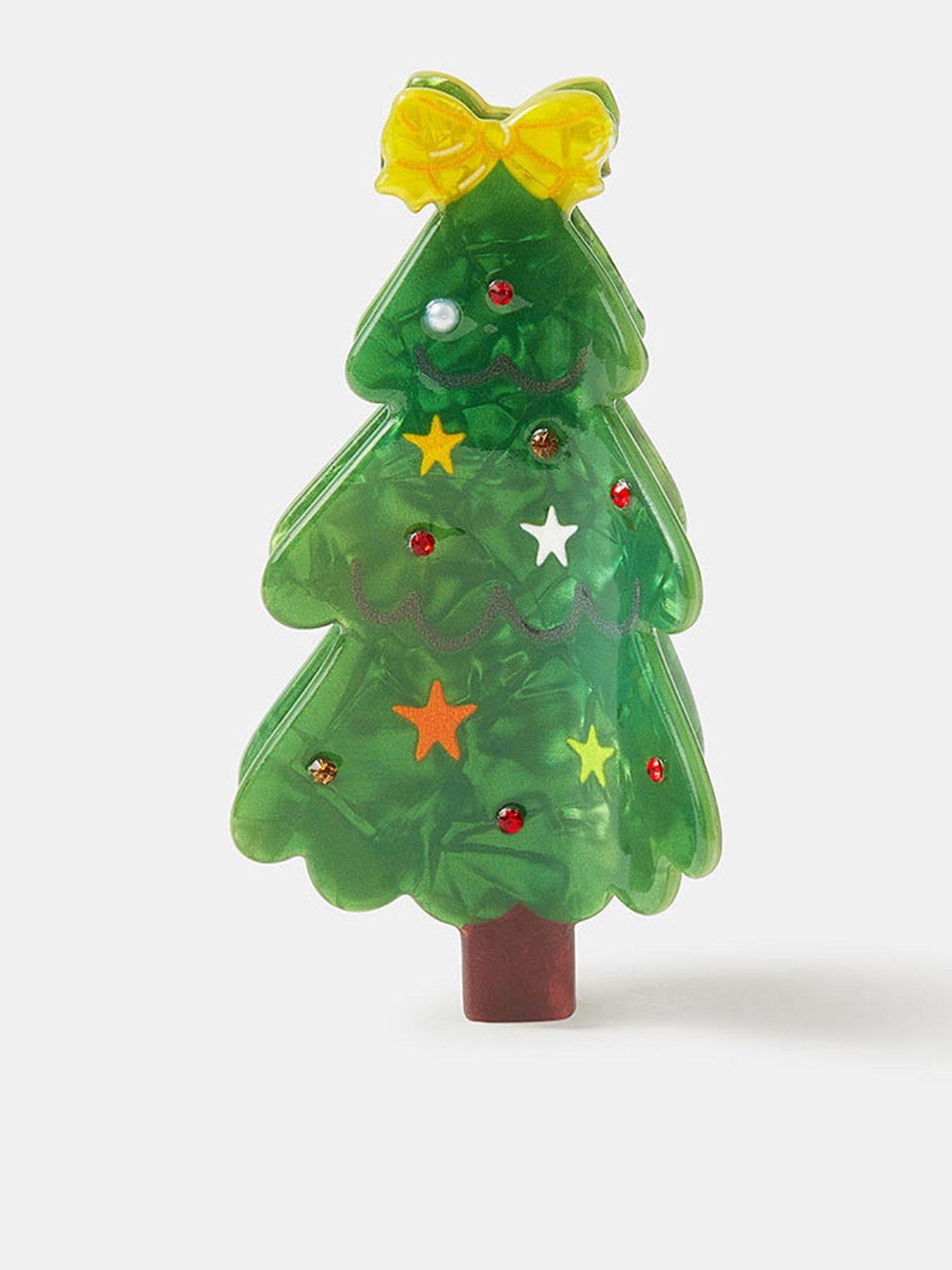  image of accessorize-christmas-tree-claw-clip-green