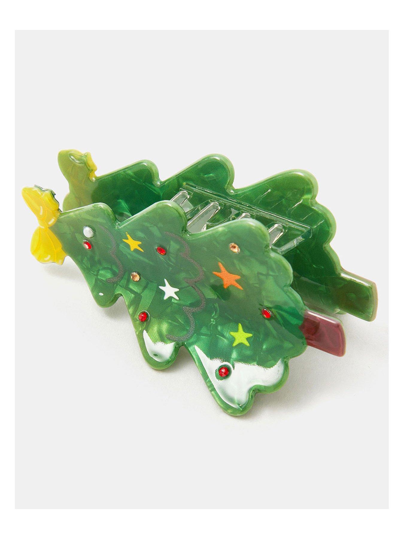  image of accessorize-christmas-tree-claw-clip-green