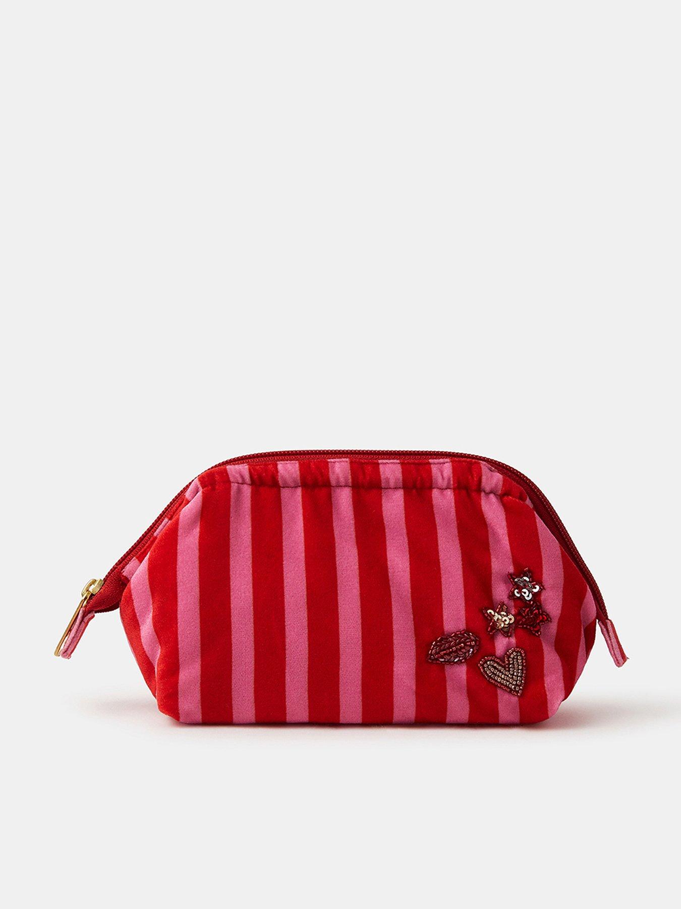 Accessorize Stripe Embellished Pouch - Pink