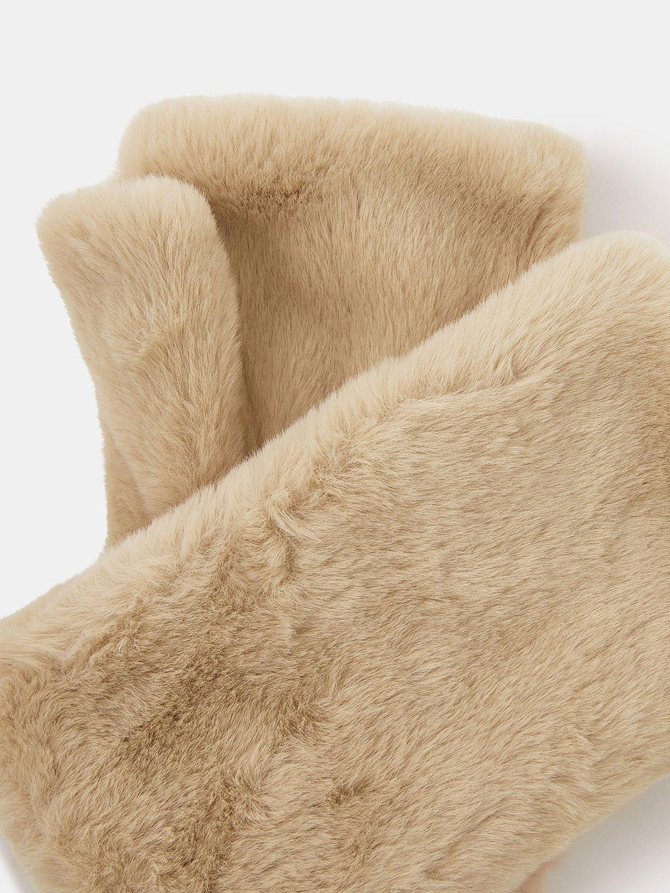  image of accessorize-fur-cut-off-glove-wrist-warmers-white