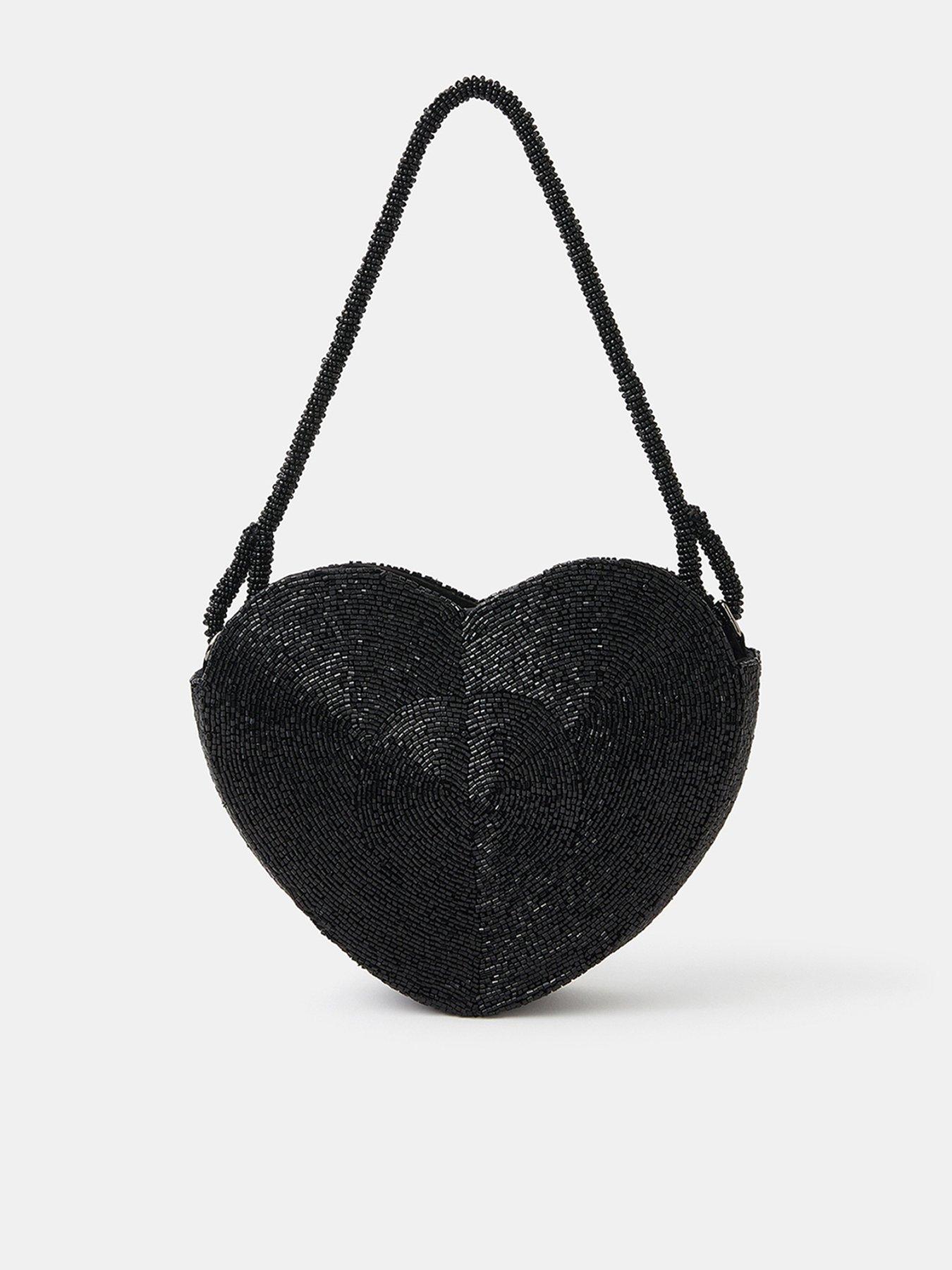  image of accessorize-beaded-heart-shoulder-bag-black