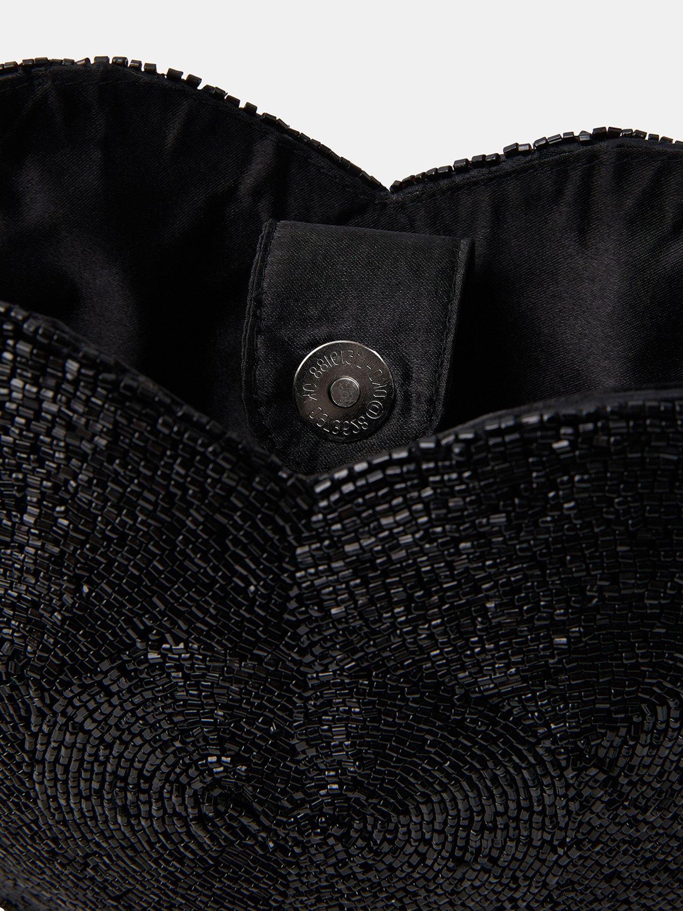  image of accessorize-beaded-heart-shoulder-bag-black