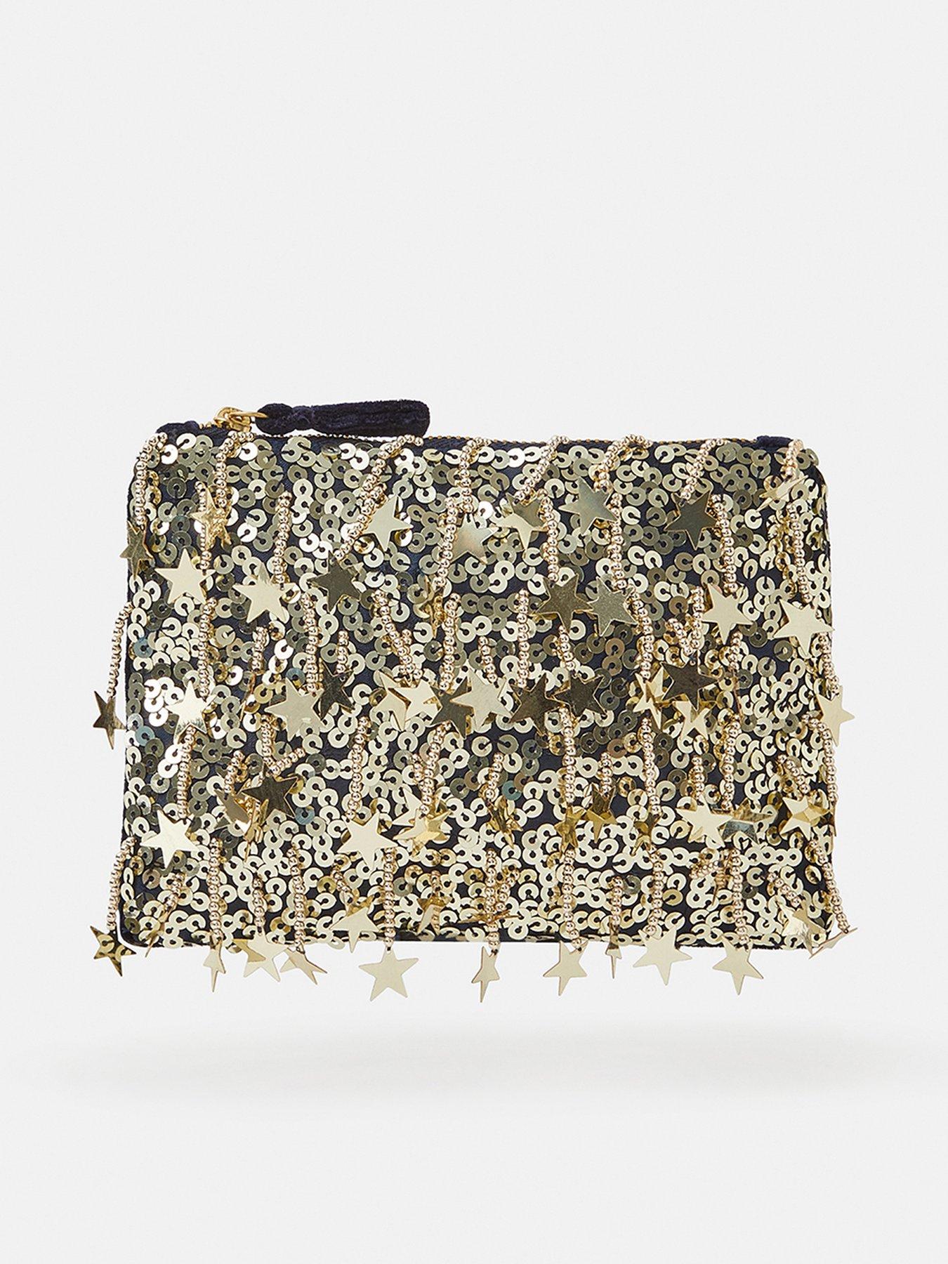 Image 1 of 4 of Accessorize Star Sequin Pouch Bag - Gold