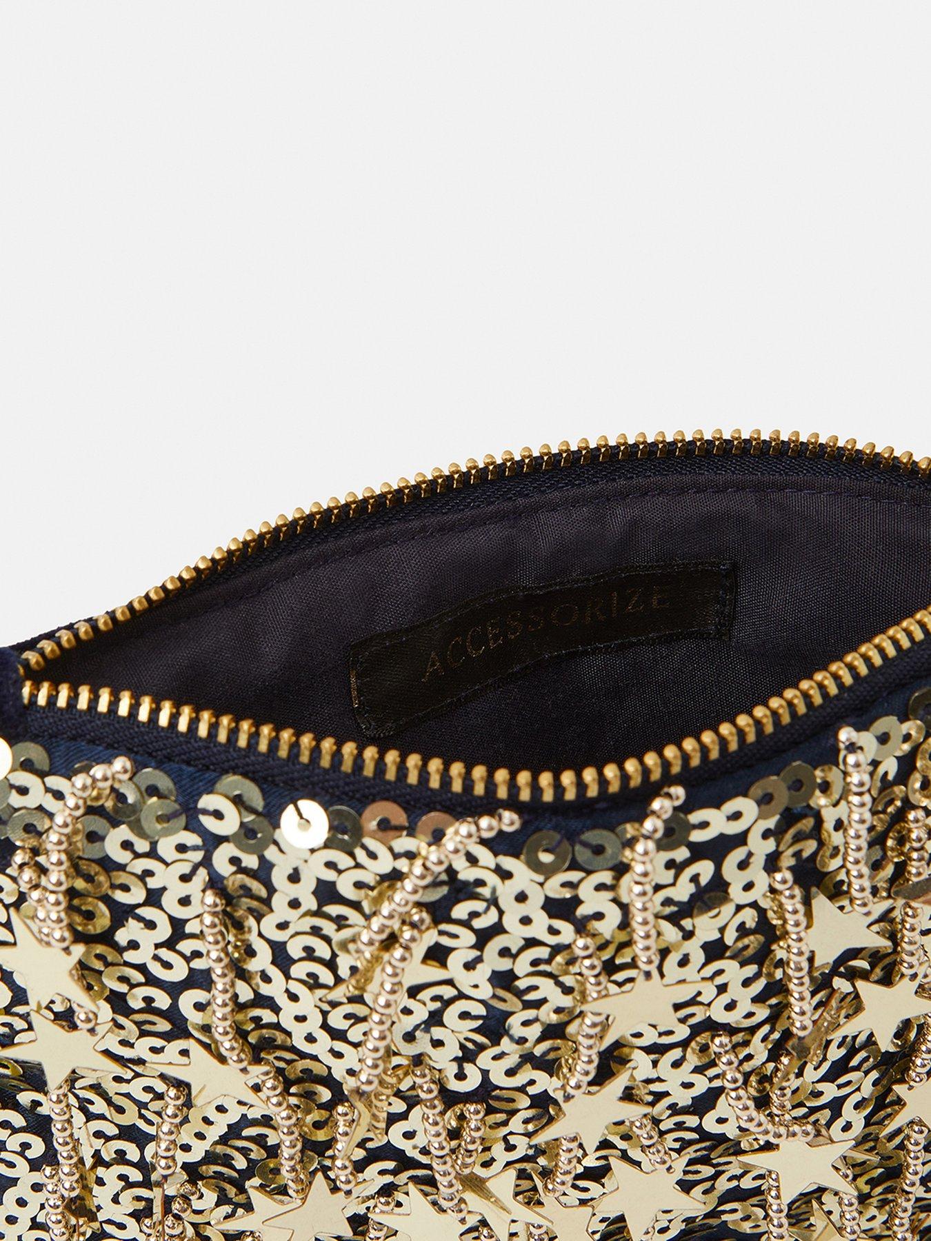 Image 3 of 4 of Accessorize Star Sequin Pouch Bag - Gold