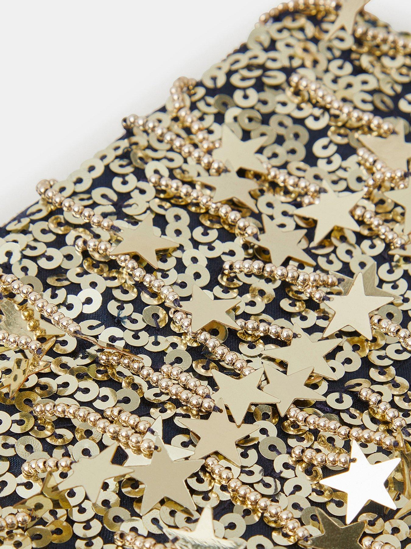 Image 4 of 4 of Accessorize Star Sequin Pouch Bag - Gold