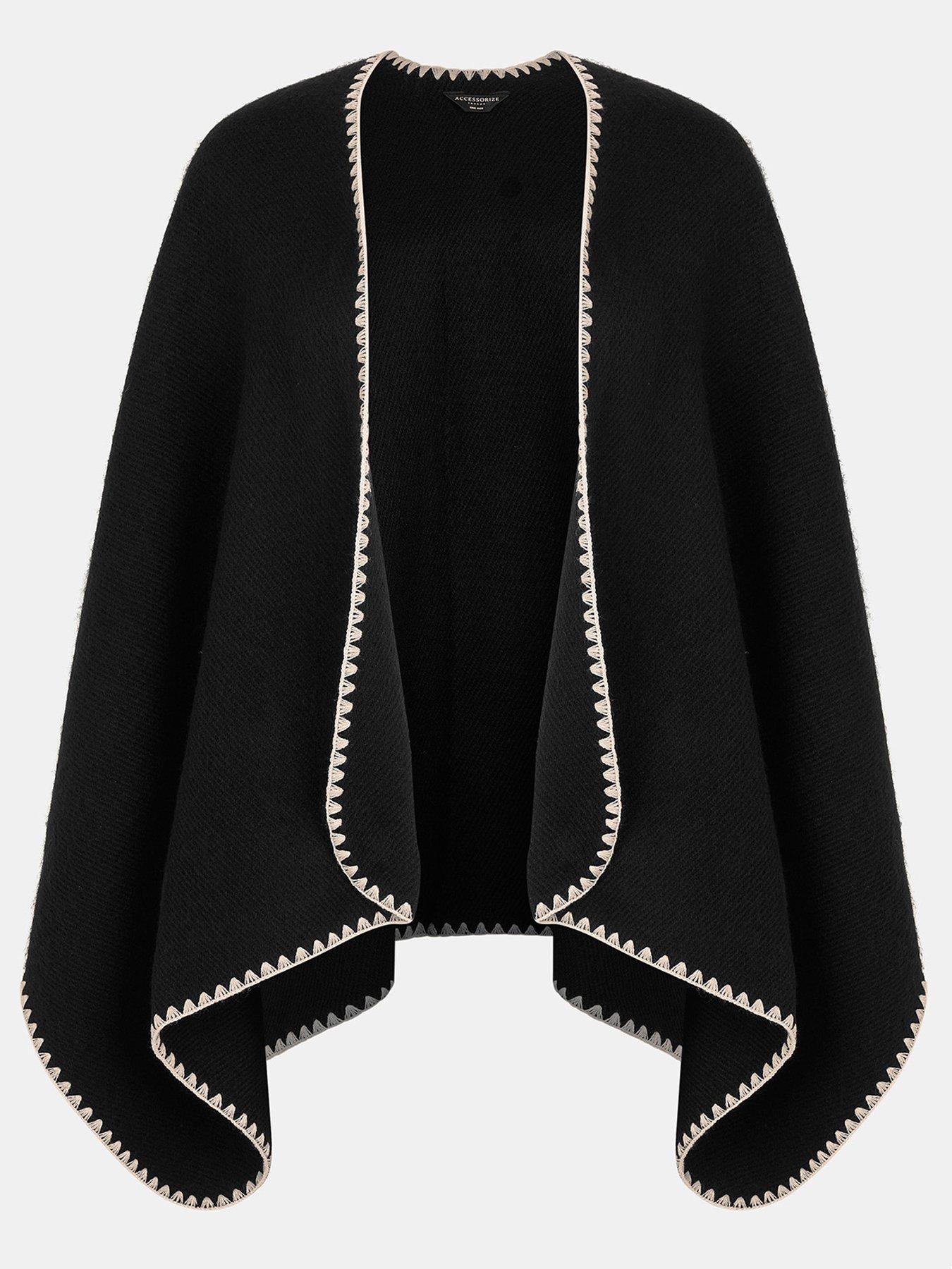  image of accessorize-whipstitch-shrug-scarf-black
