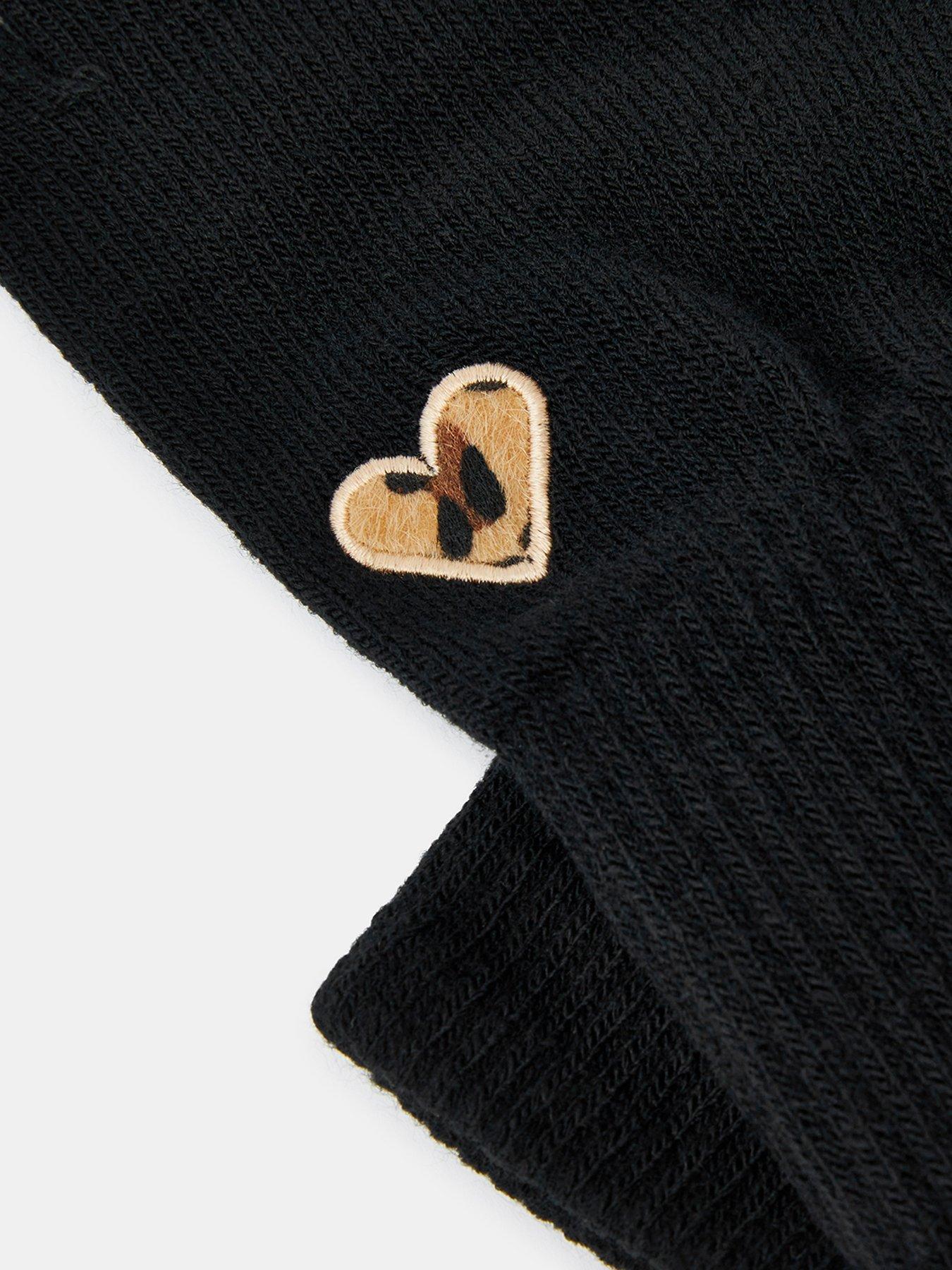 Image 2 of 2 of Accessorize Cheetah Heart Touch Screen Gloves - Black