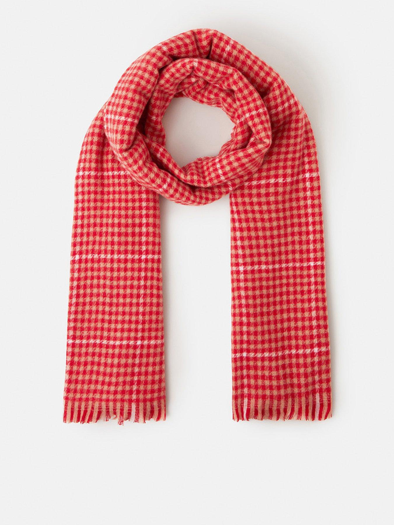 Image 1 of 2 of Accessorize Houndstooth Blanket Scarf - Red