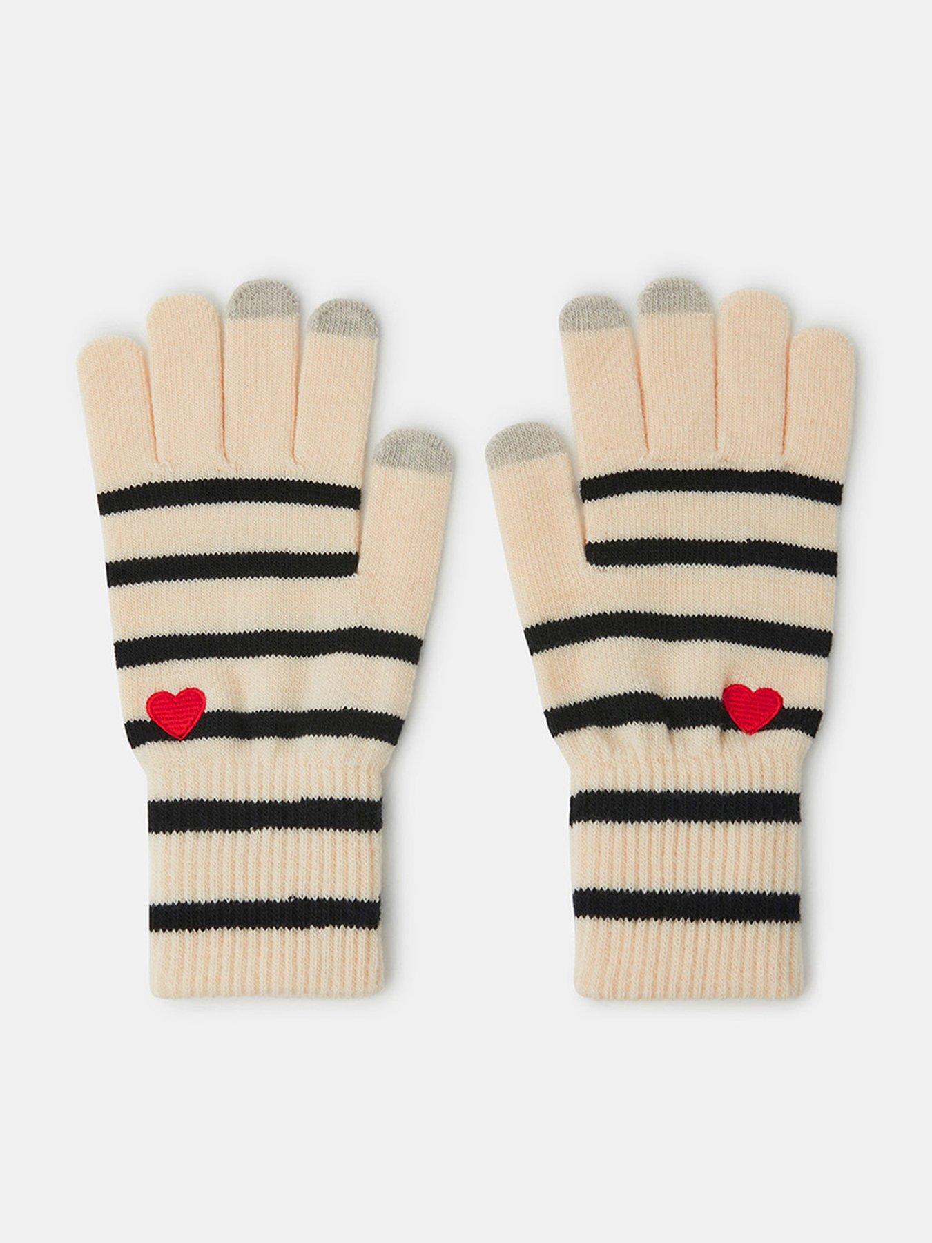 Accessorize Heart Stripe Touch Screen Gloves - Multi