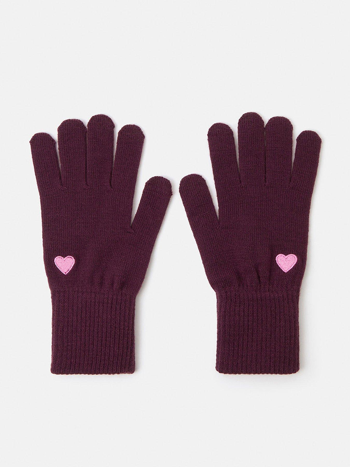 Accessorize Plain Heart Touch Screen Gloves - Red