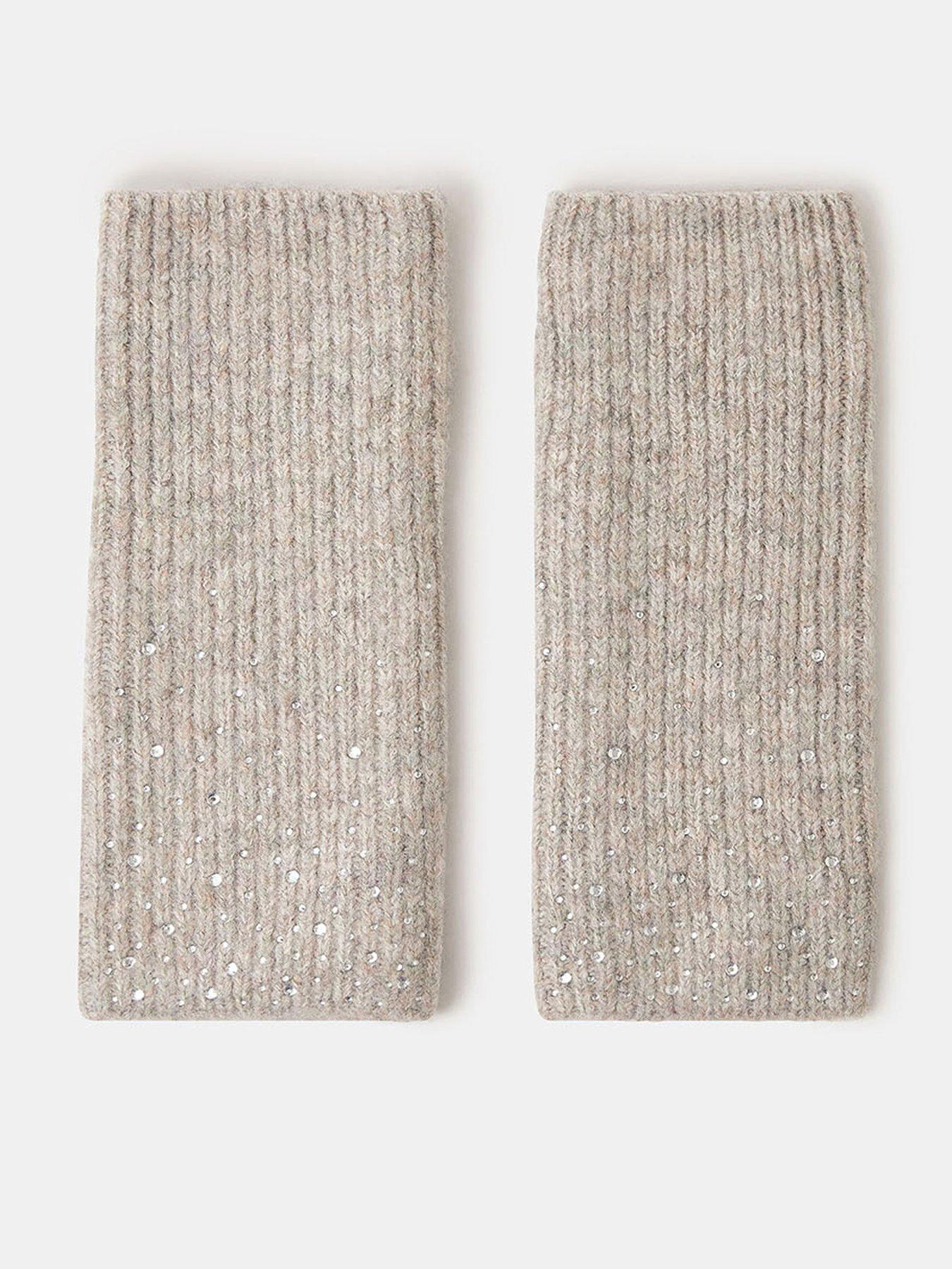 Accessorize Sparkle Cut Off Gloves - Grey
