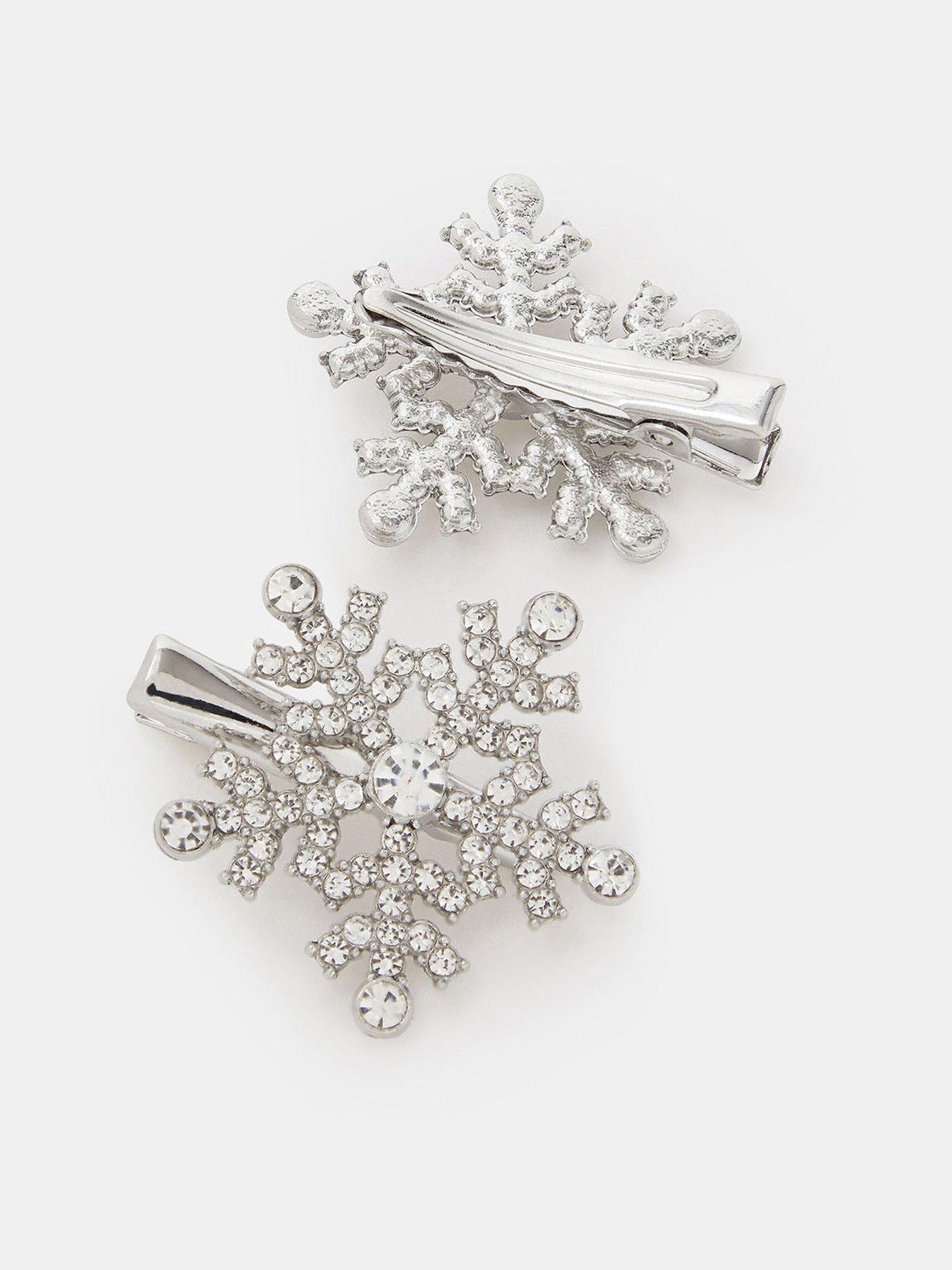 Image 3 of 3 of Accessorize 2 X Snow Flake Snap Clips - White