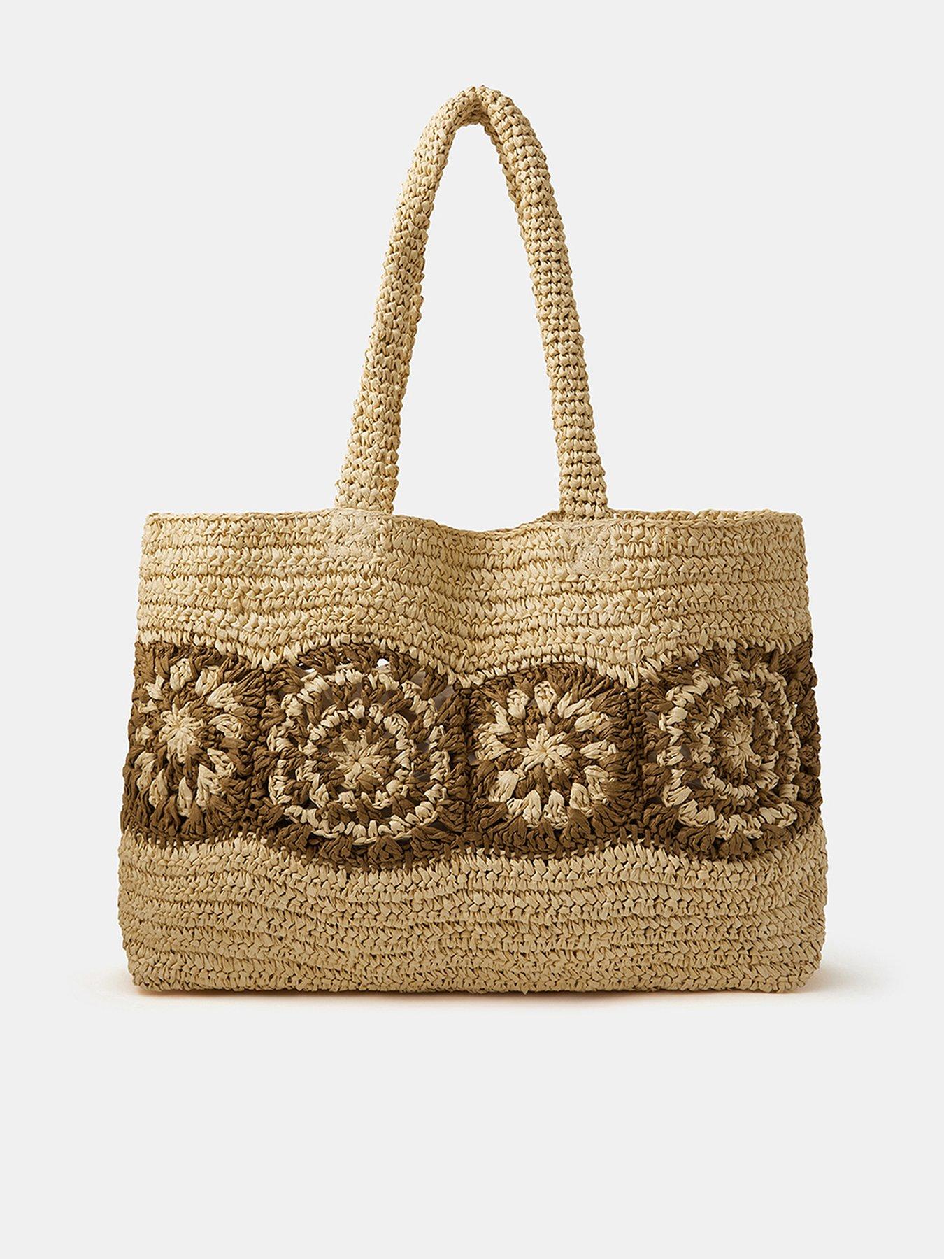 Accessorize Raffia Pattern Shopper - White