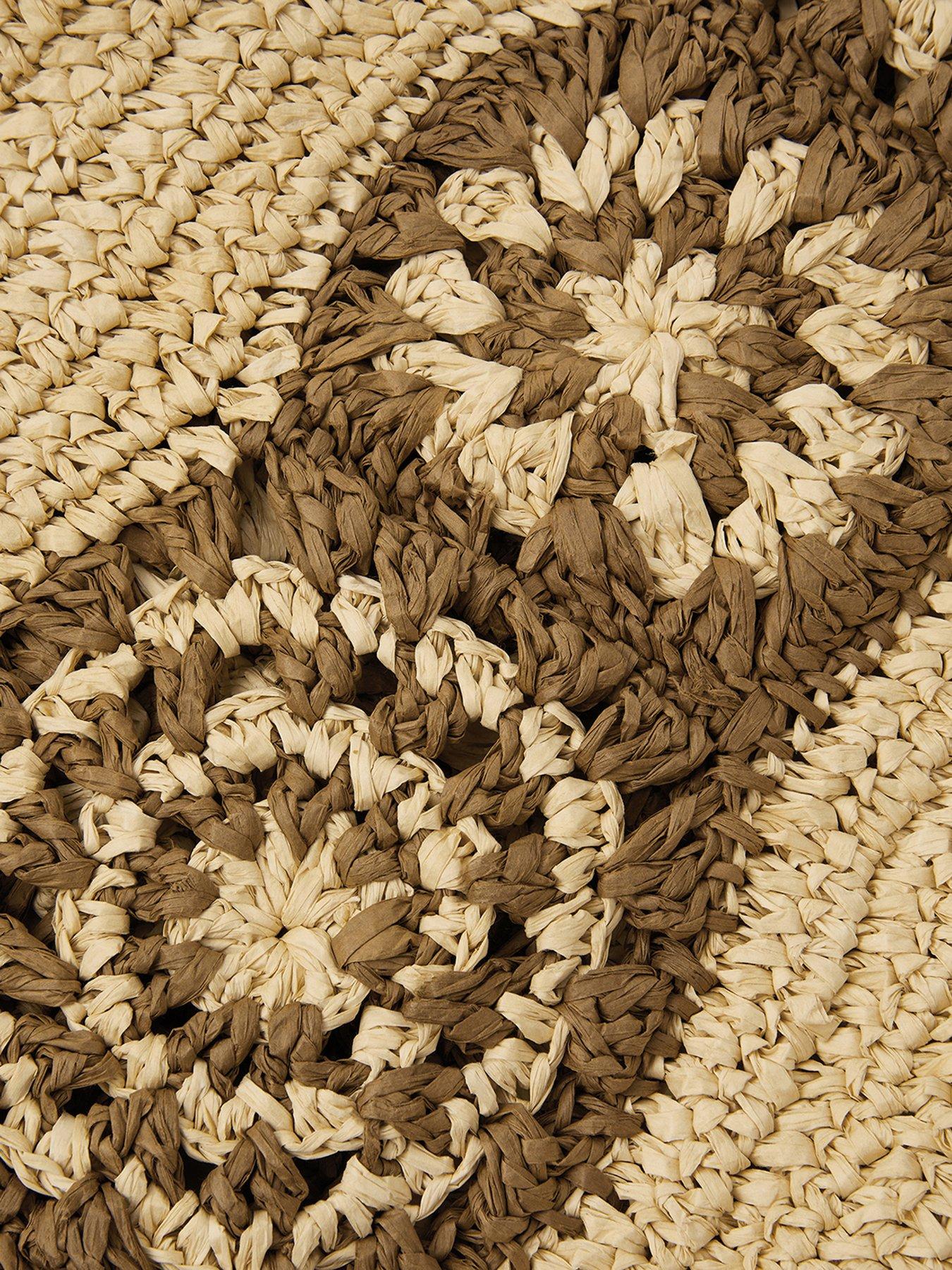 Image 5 of 5 of Accessorize Raffia Pattern Shopper - White
