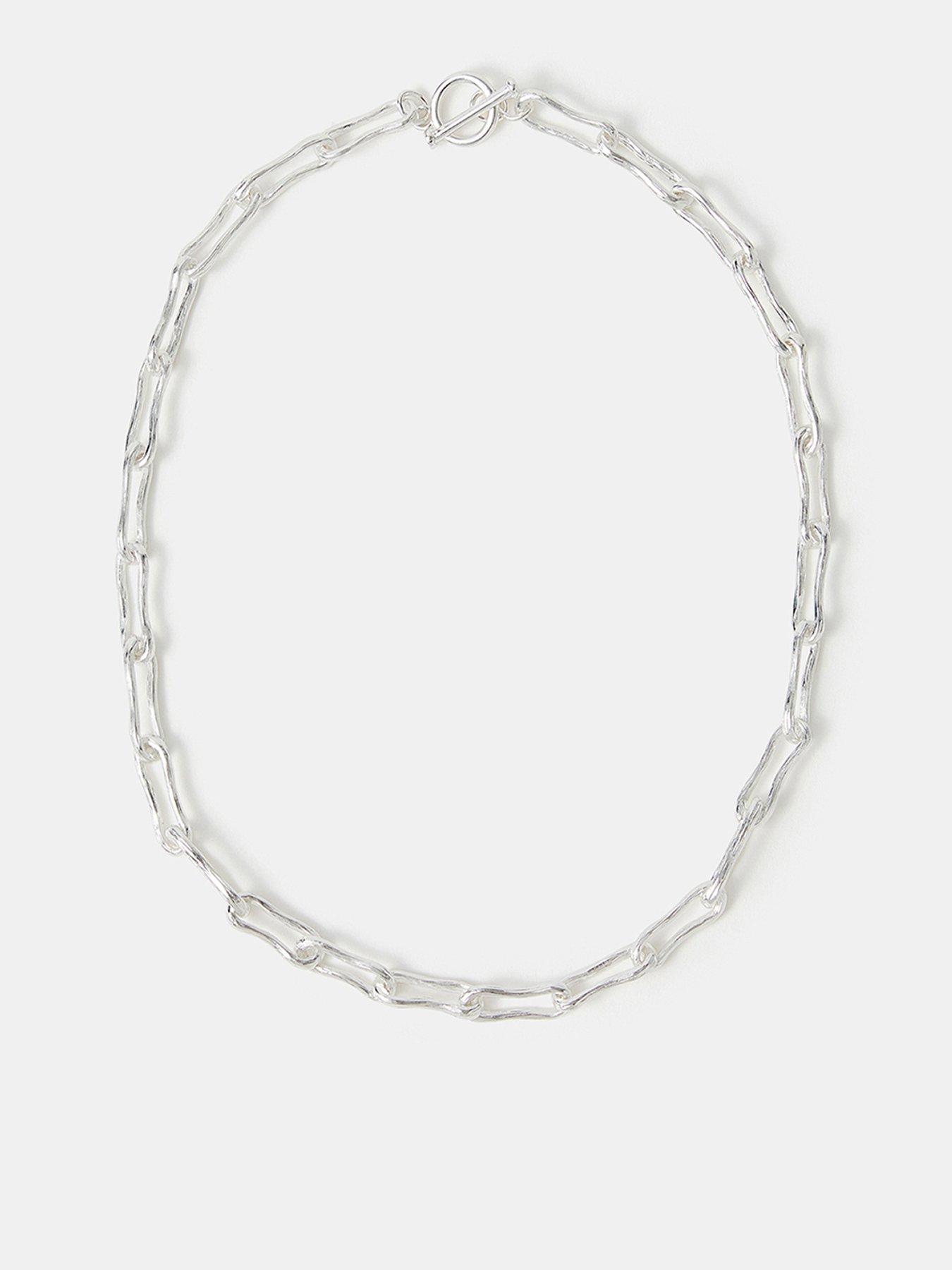 Accessorize Sterling Plated Chunky Molten Link Necklace - Silver
