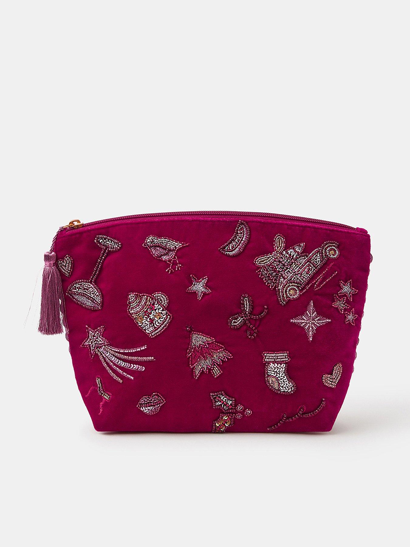 Accessorize Xmas Large Embellished Pouch - Pink
