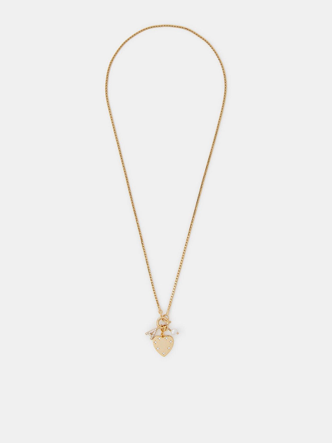Image 1 of 5 of Accessorize 14Ct Plated Omega Initial Charm Necklace - Gold