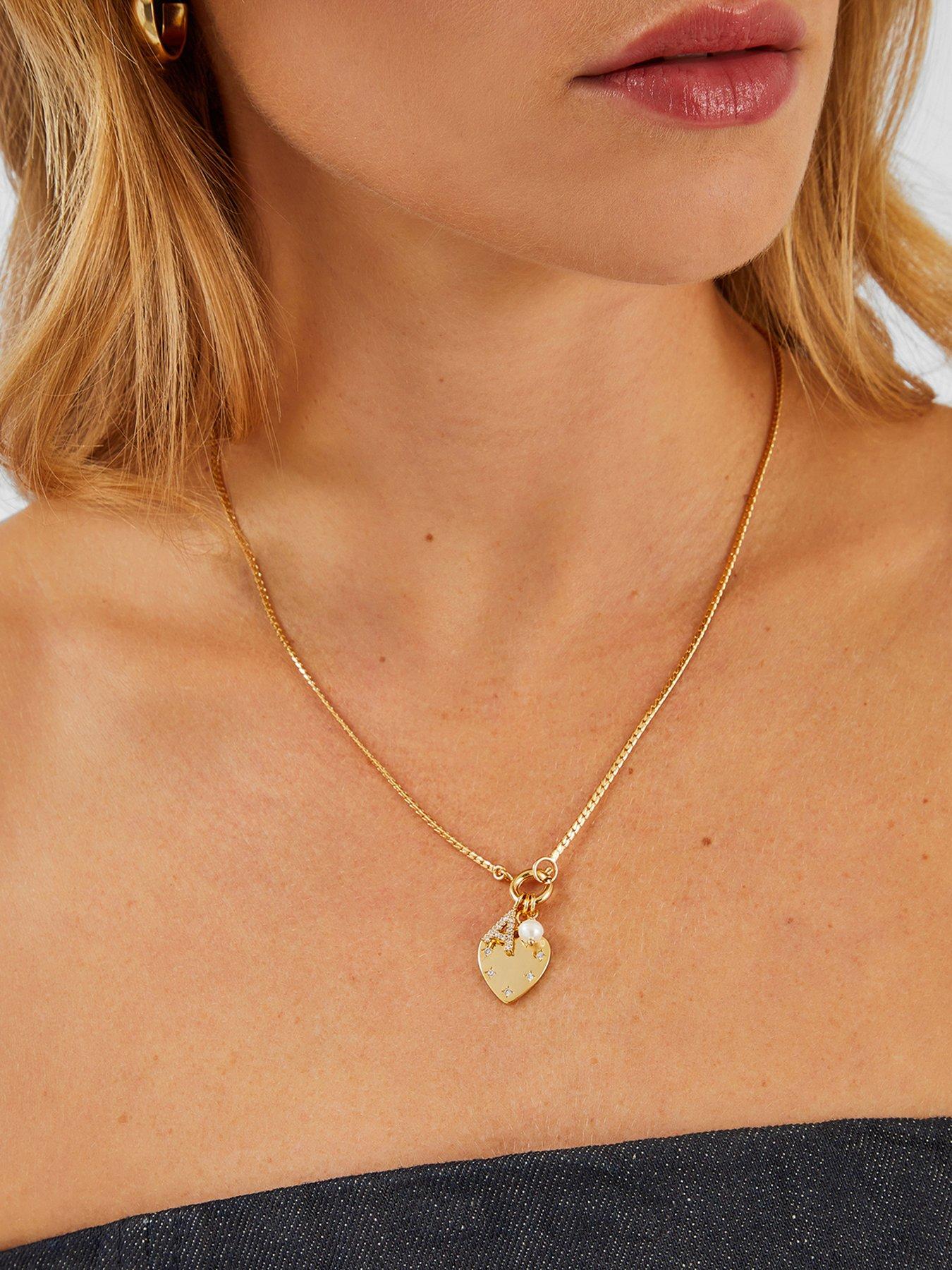 Image 2 of 5 of Accessorize 14Ct Plated Omega Initial Charm Necklace - Gold