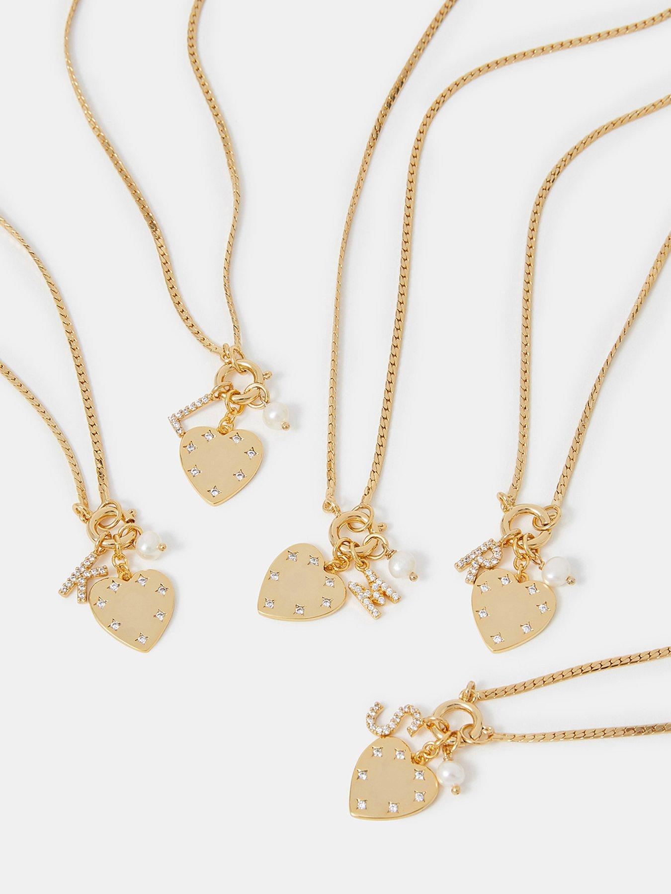 Image 4 of 5 of Accessorize 14Ct Plated Omega Initial Charm Necklace - Gold