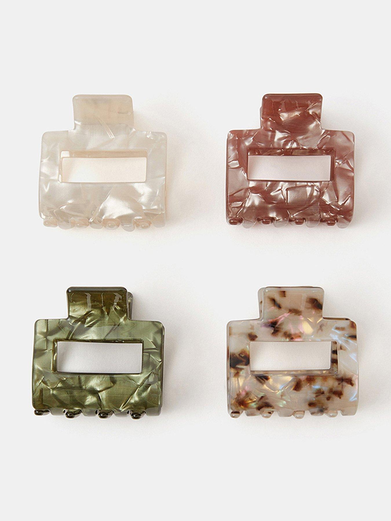 Accessorize 4 X Resin Square Clawclip - Mutli
