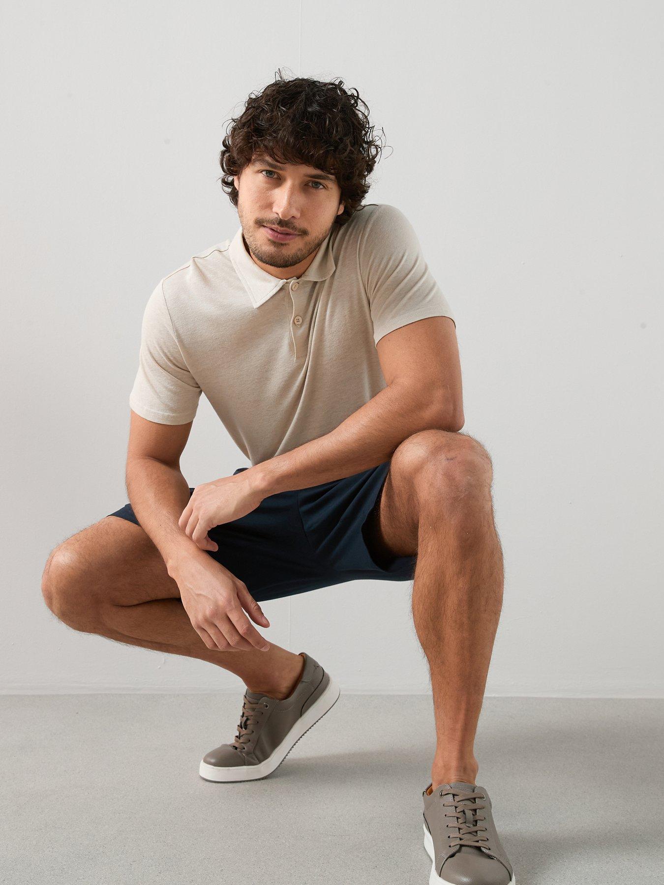  image of the-very-collection-linen-blend-polo-stone