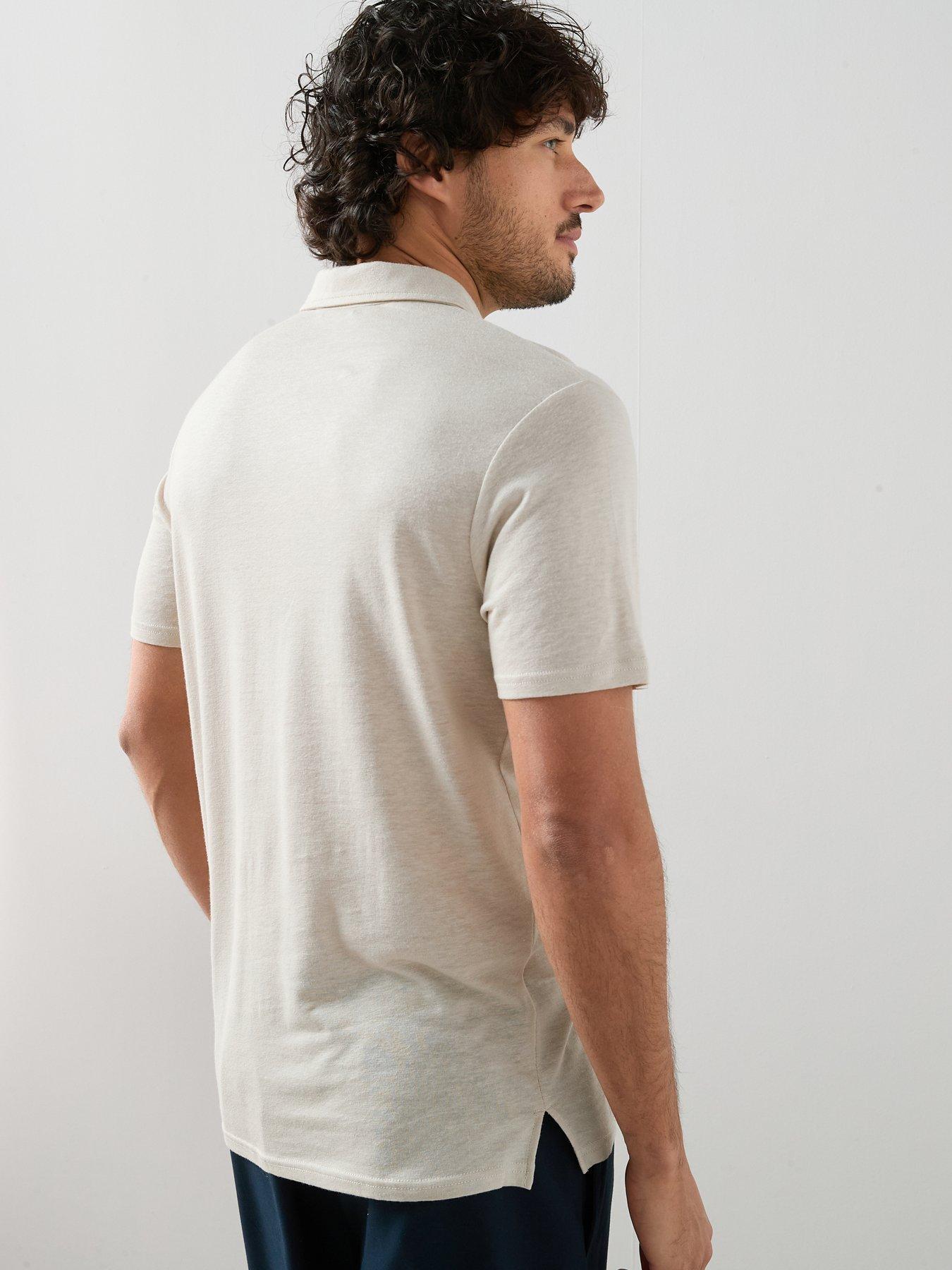 stillFront image of the-very-collection-linen-blend-polo-stone