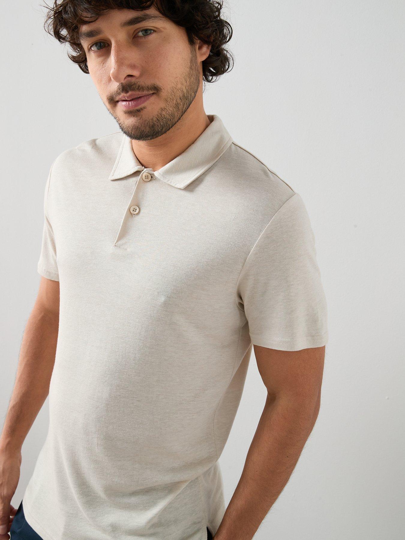  image of the-very-collection-linen-blend-polo-stone
