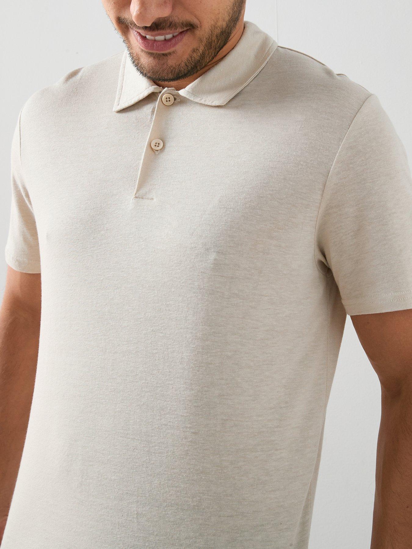  image of the-very-collection-linen-blend-polo-stone