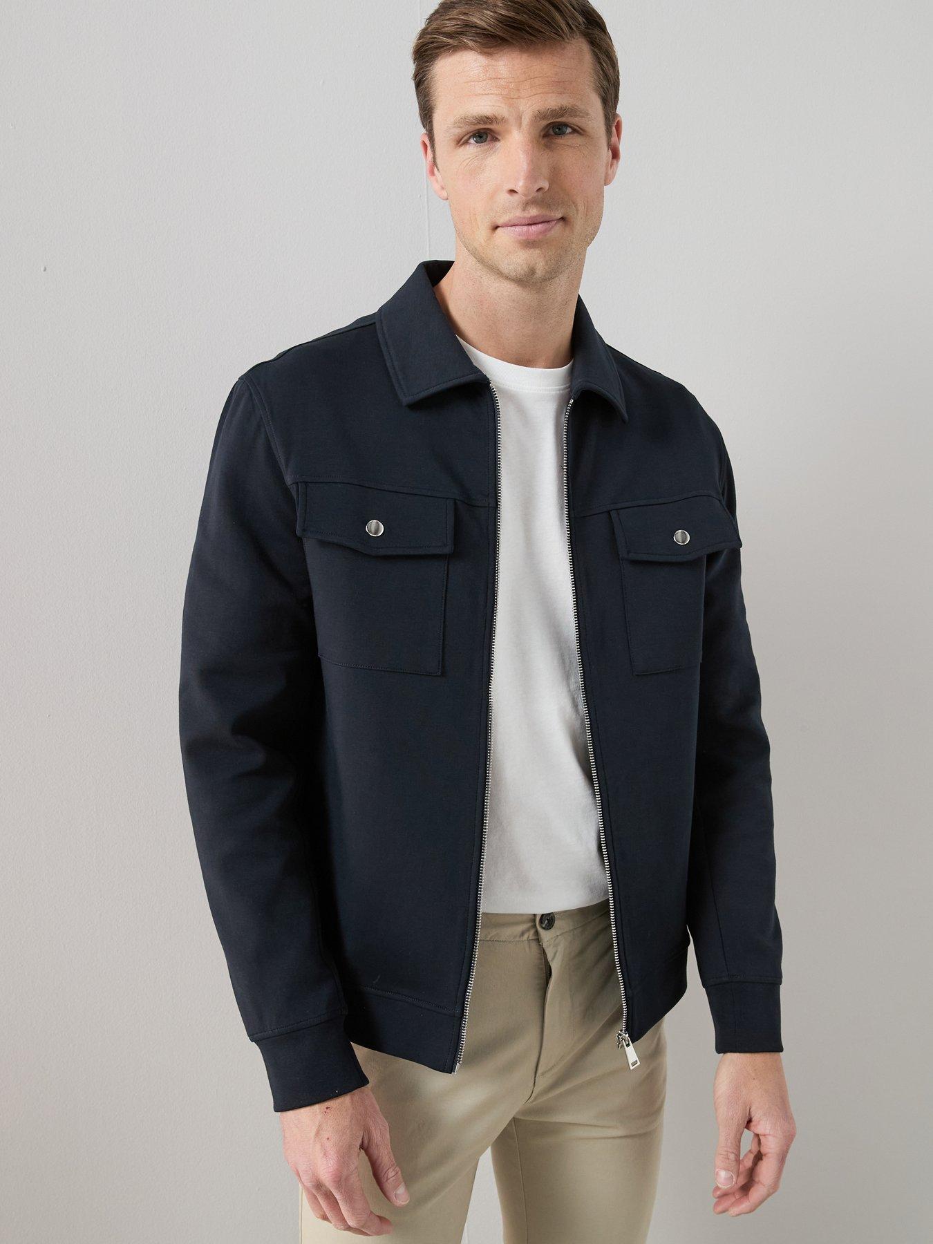 The Very Collection Cotton Rich Jersey Zip Through Jacket - Navy