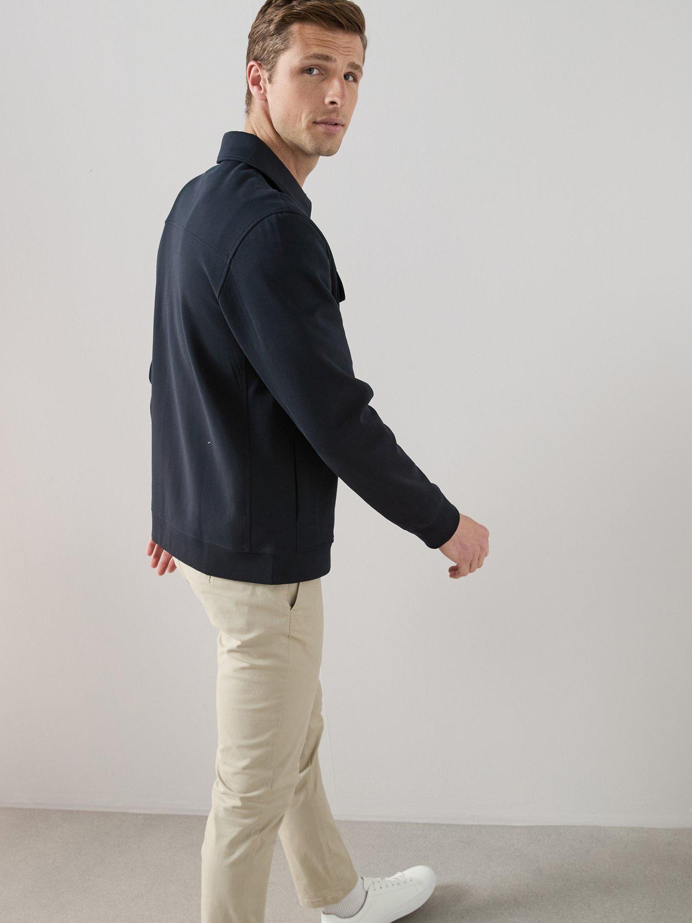 Image 2 of 7 of The Very Collection Cotton Rich Jersey Zip Through Jacket - Navy