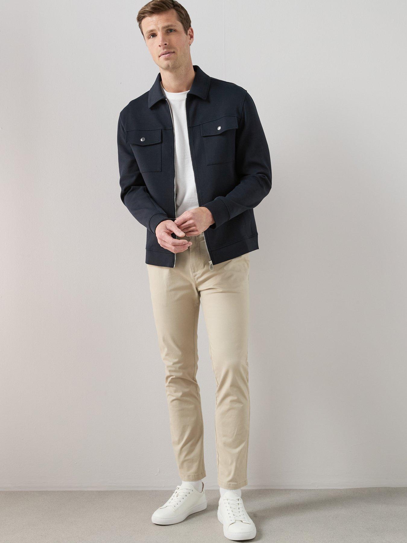 Image 3 of 7 of The Very Collection Cotton Rich Jersey Zip Through Jacket - Navy