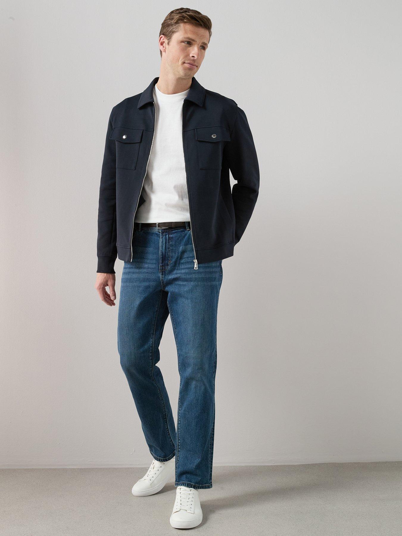 Image 6 of 7 of The Very Collection Cotton Rich Jersey Zip Through Jacket - Navy