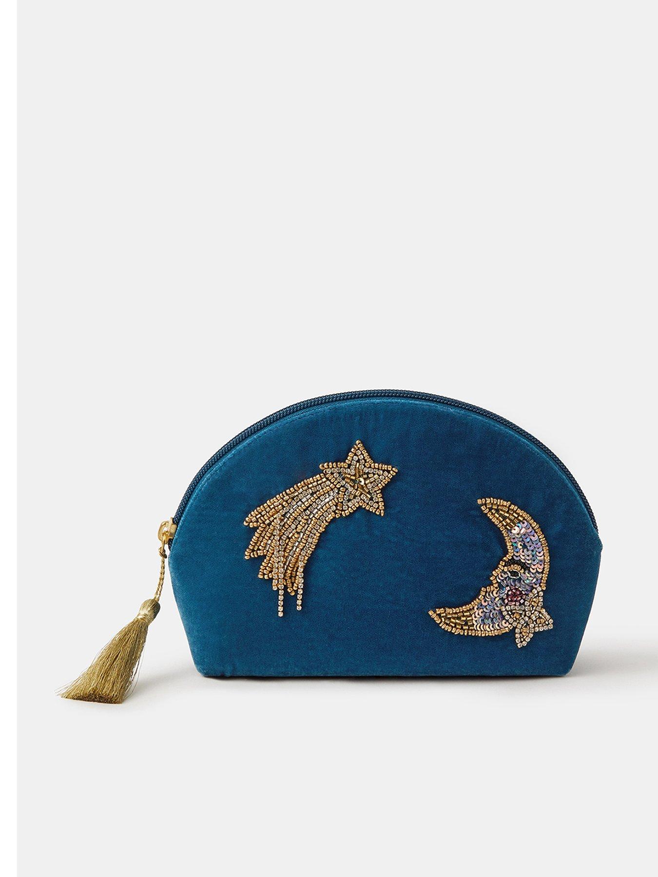 Image 1 of 3 of Accessorize Star Moon Curved Pouch - Blue