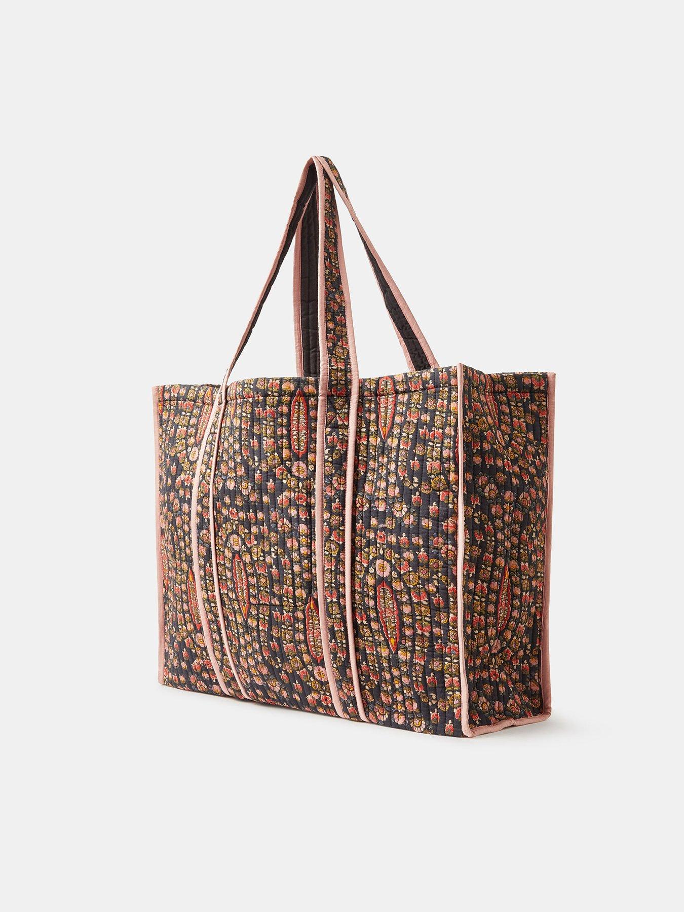  image of accessorize-quilted-boho-ditsy-tote-bag-multi