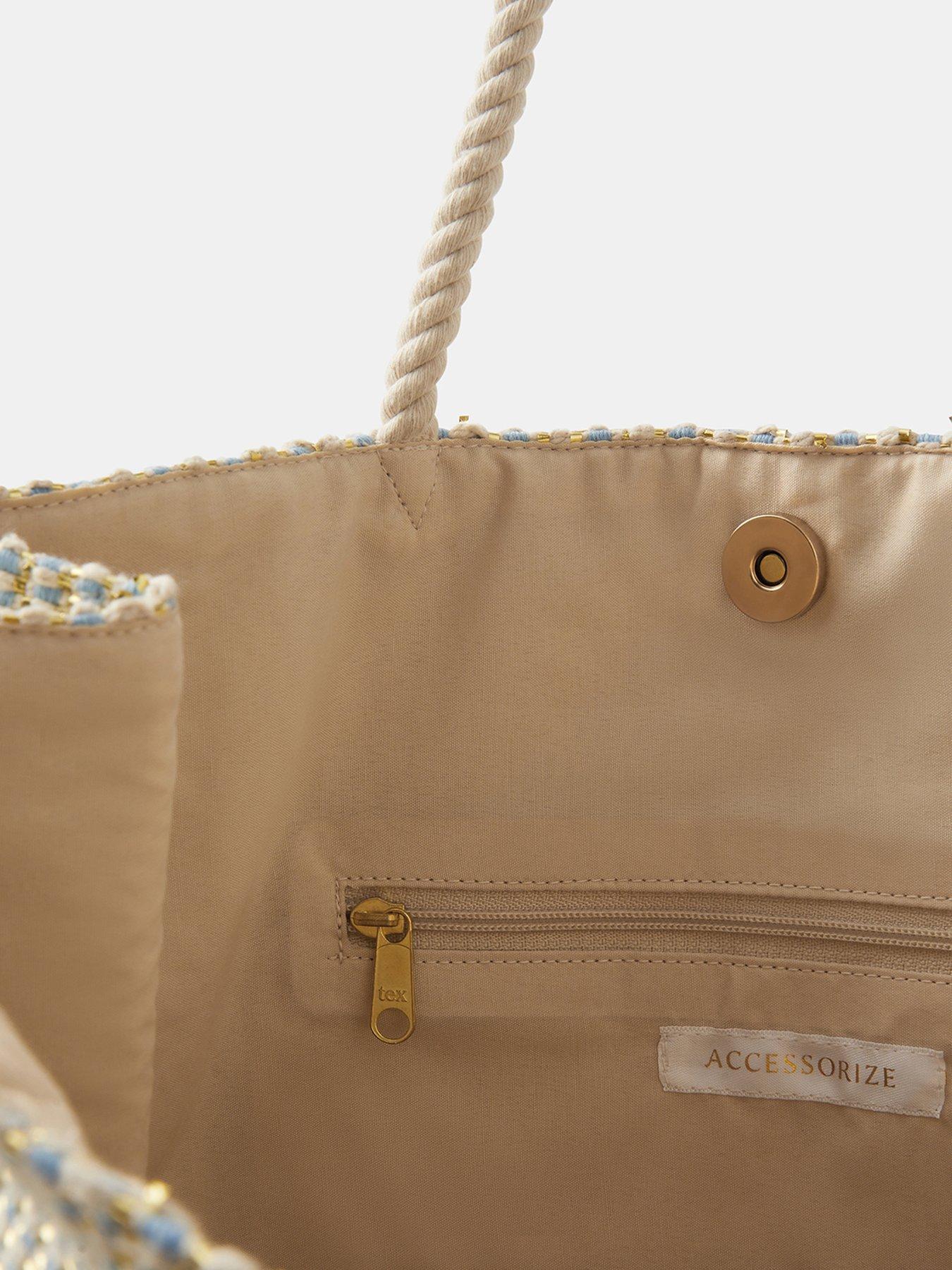 Image 4 of 5 of Accessorize Metallic Shopper - Blue