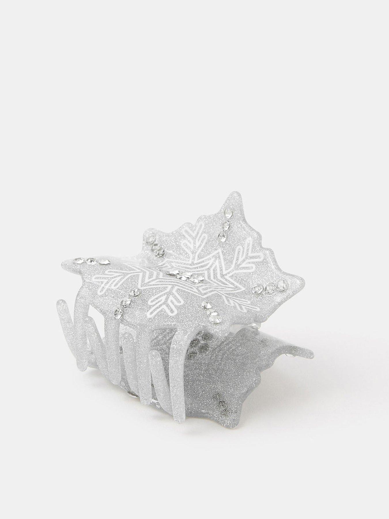 Image 3 of 3 of Accessorize Snow Flake Claw Clip - Silver